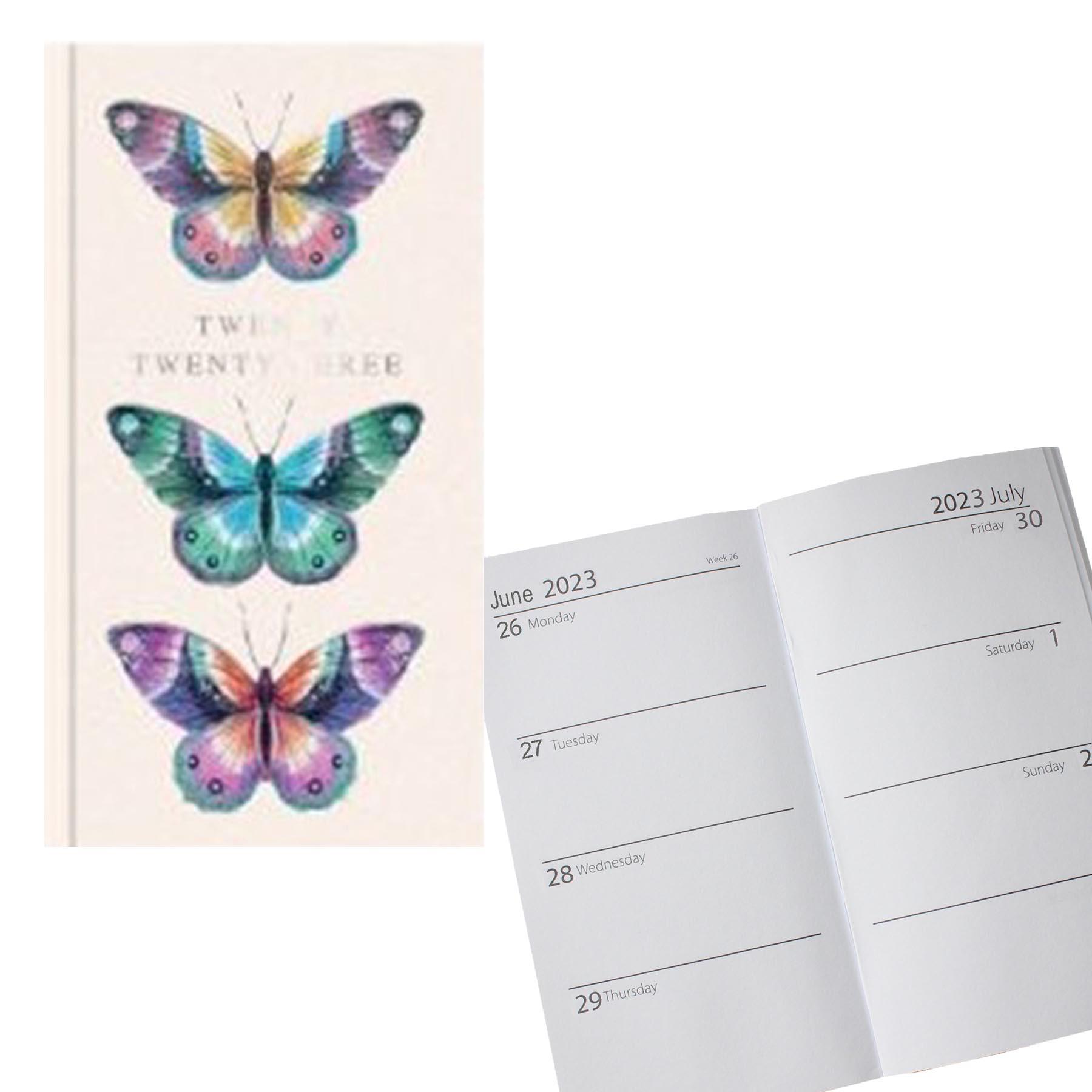 2023 Slimline Hardback Week To View Diary 0320 - Butterflies