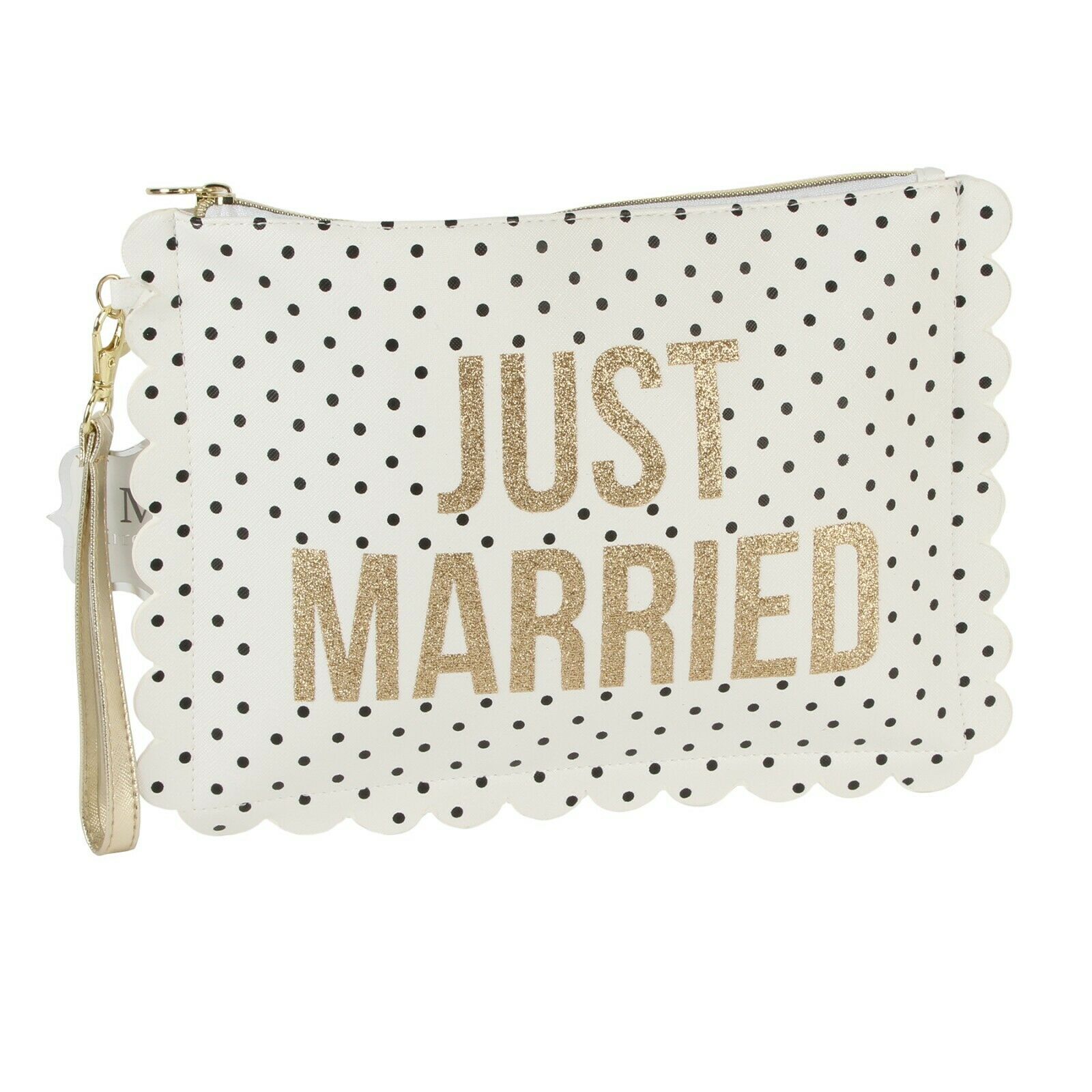 Always & Forever Spotty Wedding Pouch / Toiletry Bag with Wrist Strap - Just Married