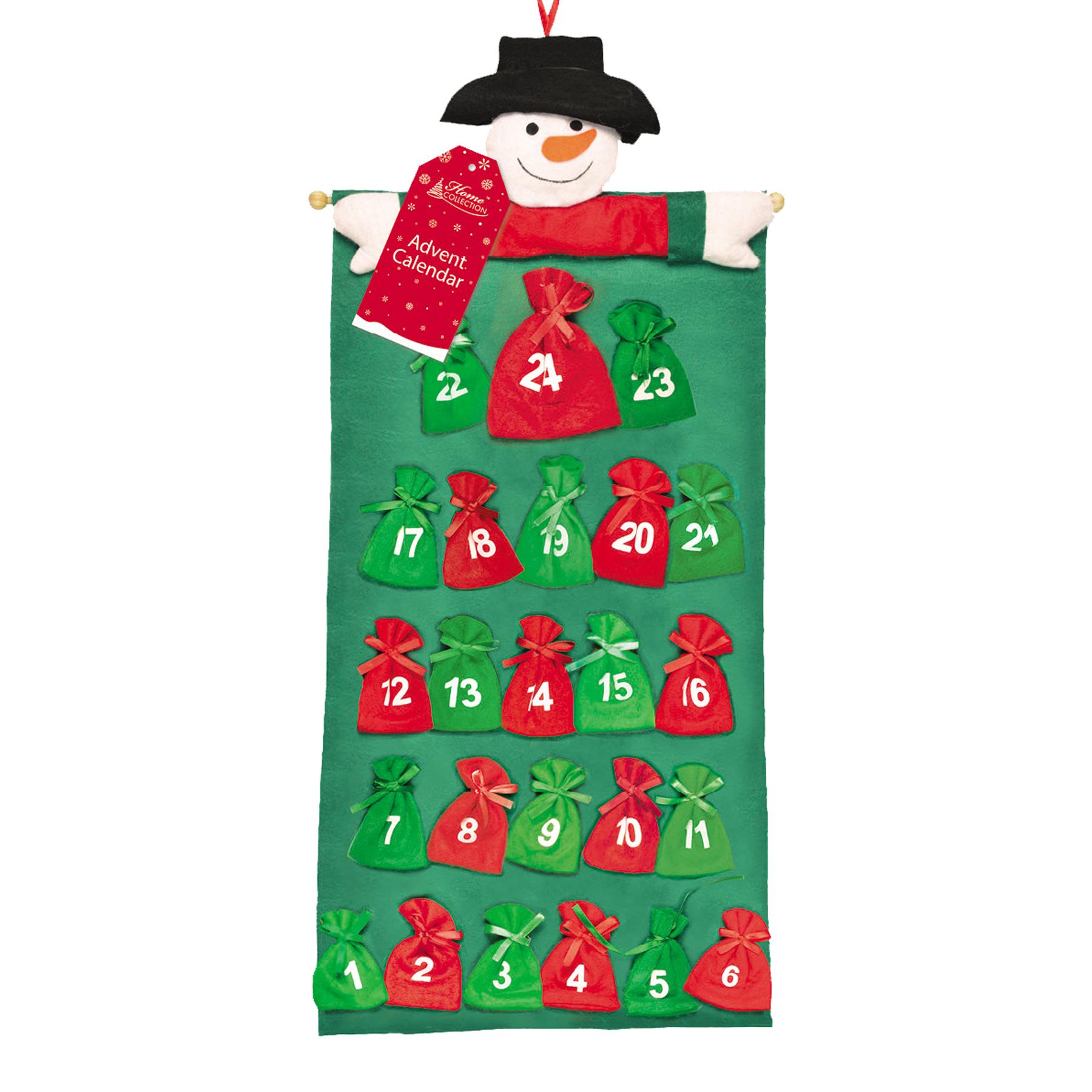 Christmas Snowman Advent Calendar 24 Fabric Pockets Add your own Treats