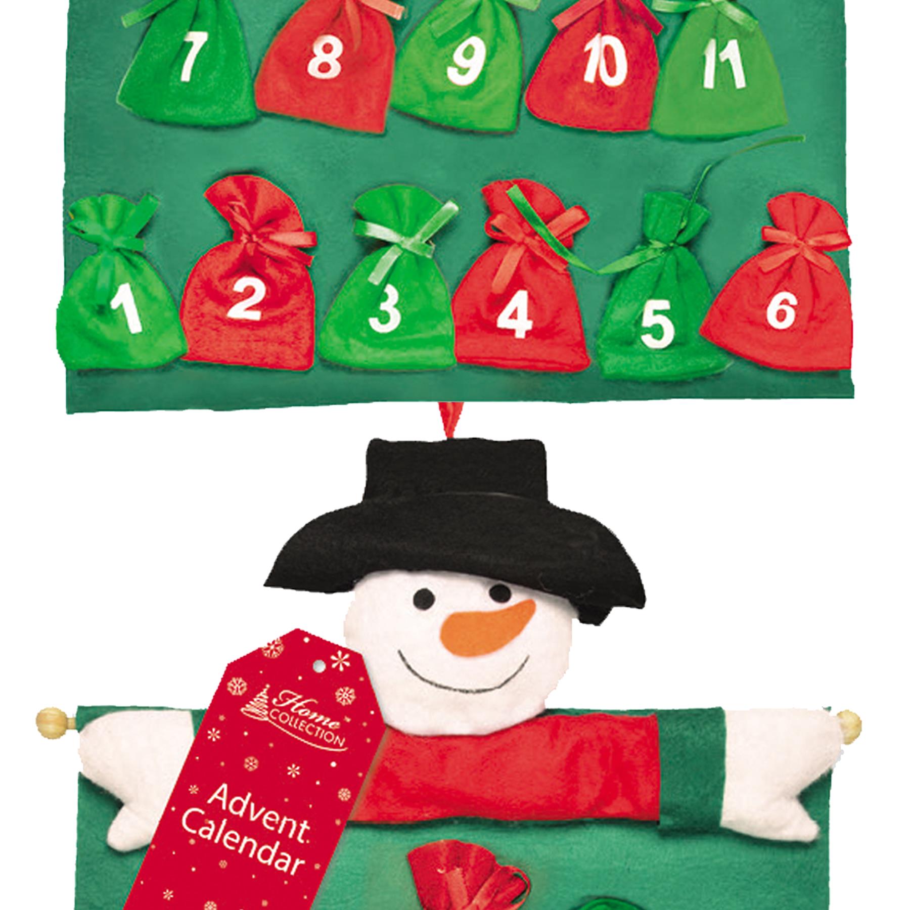 Christmas Snowman Advent Calendar 24 Fabric Pockets Add your own Treats