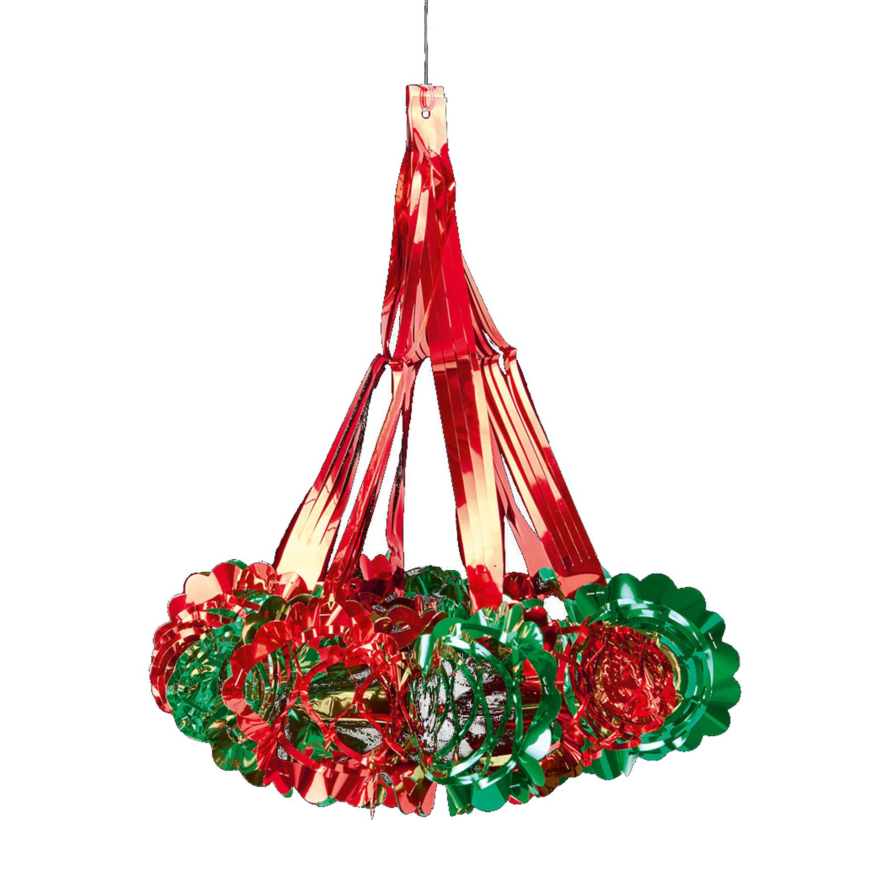 Green / Red Christmas 2 Tone Foil Ceiling Decorations - 40cm Chandelier