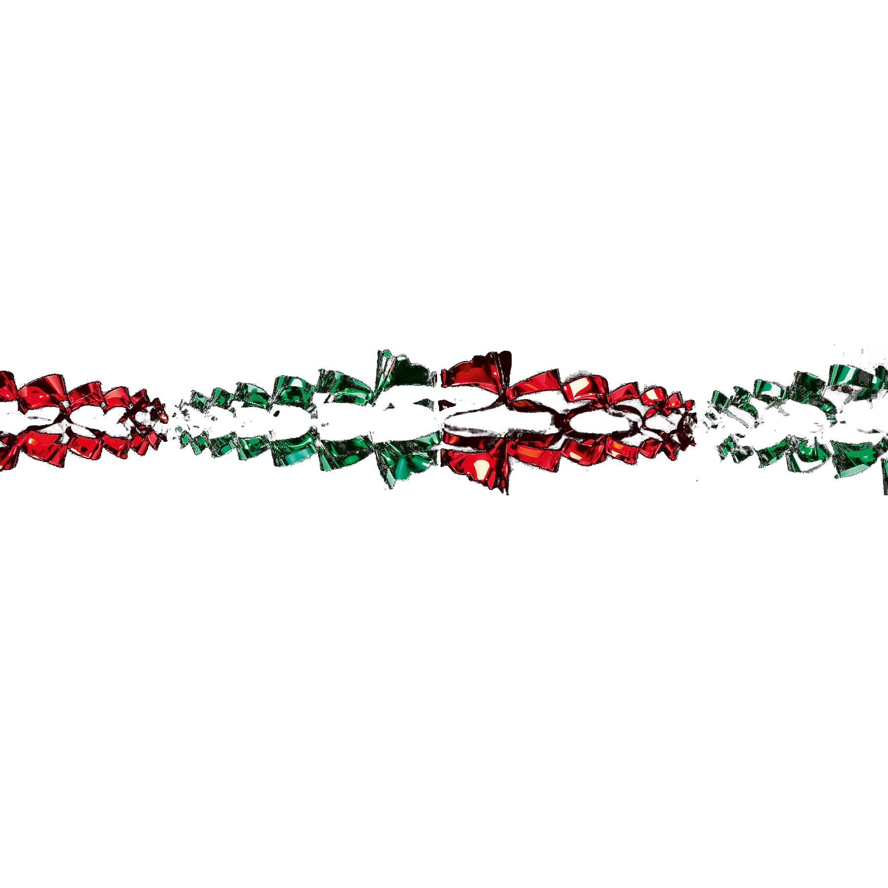 Green / Red Christmas 2 Tone Foil Ceiling Decorations - 15cm x 2.7M Garland