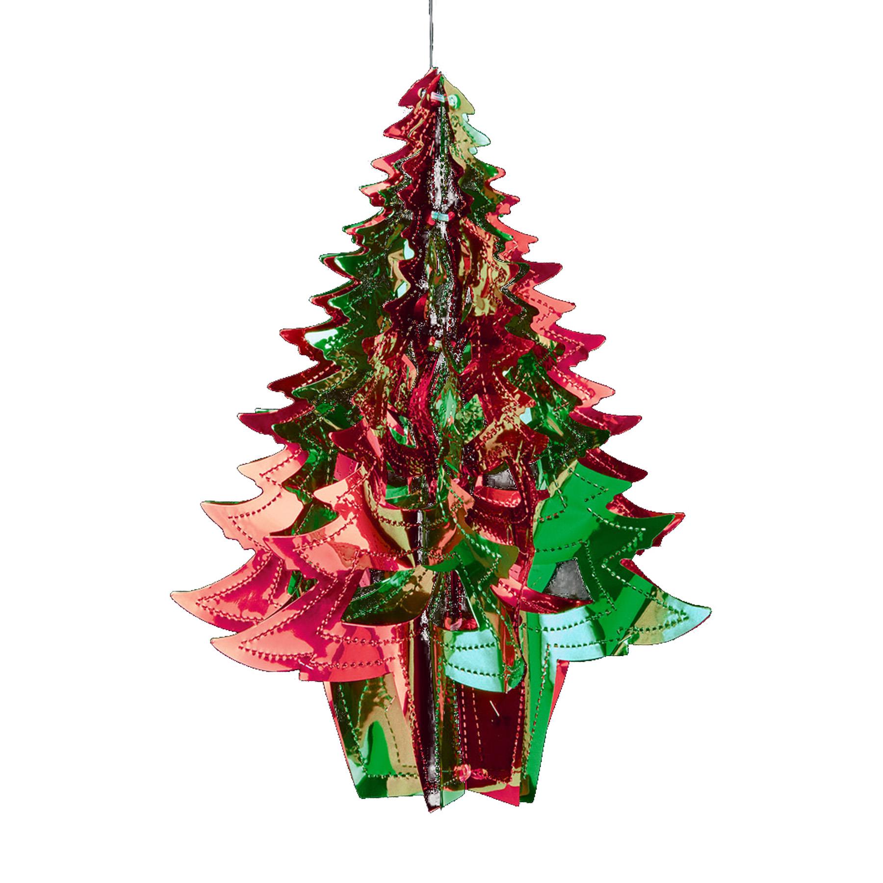 Green / Red Christmas 2 Tone Foil Ceiling Decorations - 40cm Tree