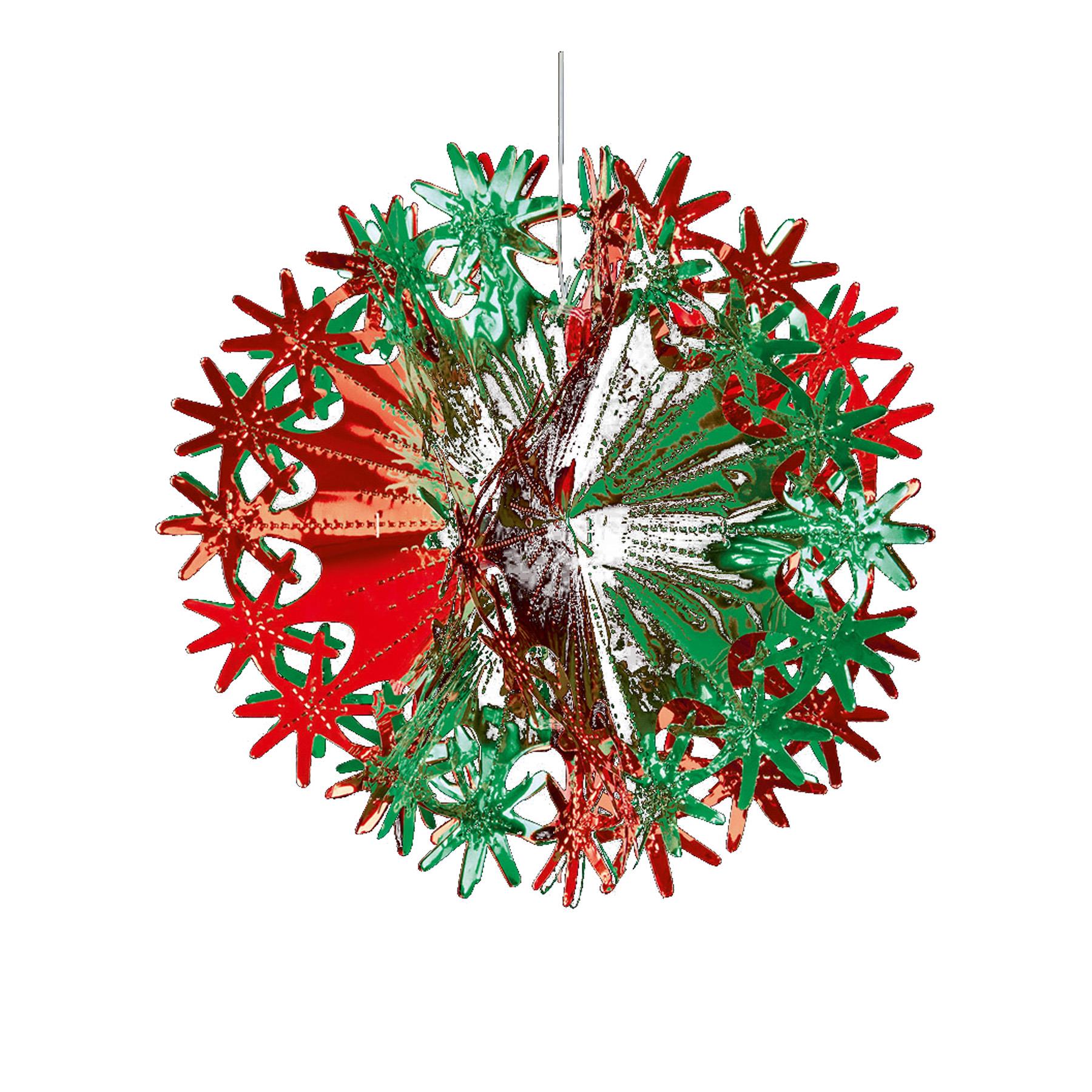 Green / Red Christmas 2 Tone Foil Ceiling Decorations - 30cm Ball
