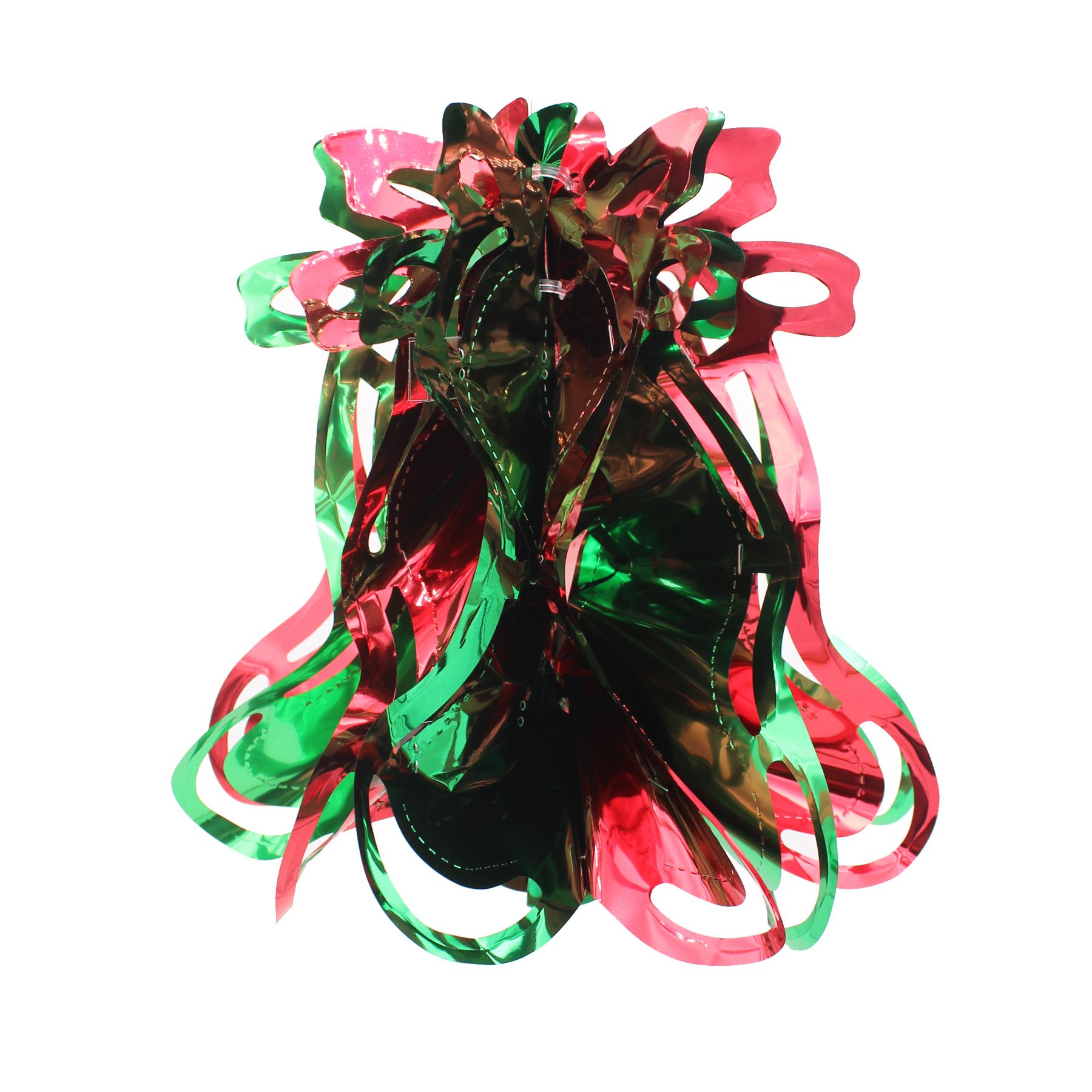 Green / Red Christmas 2 Tone Foil Ceiling Decorations - 30cm Bell
