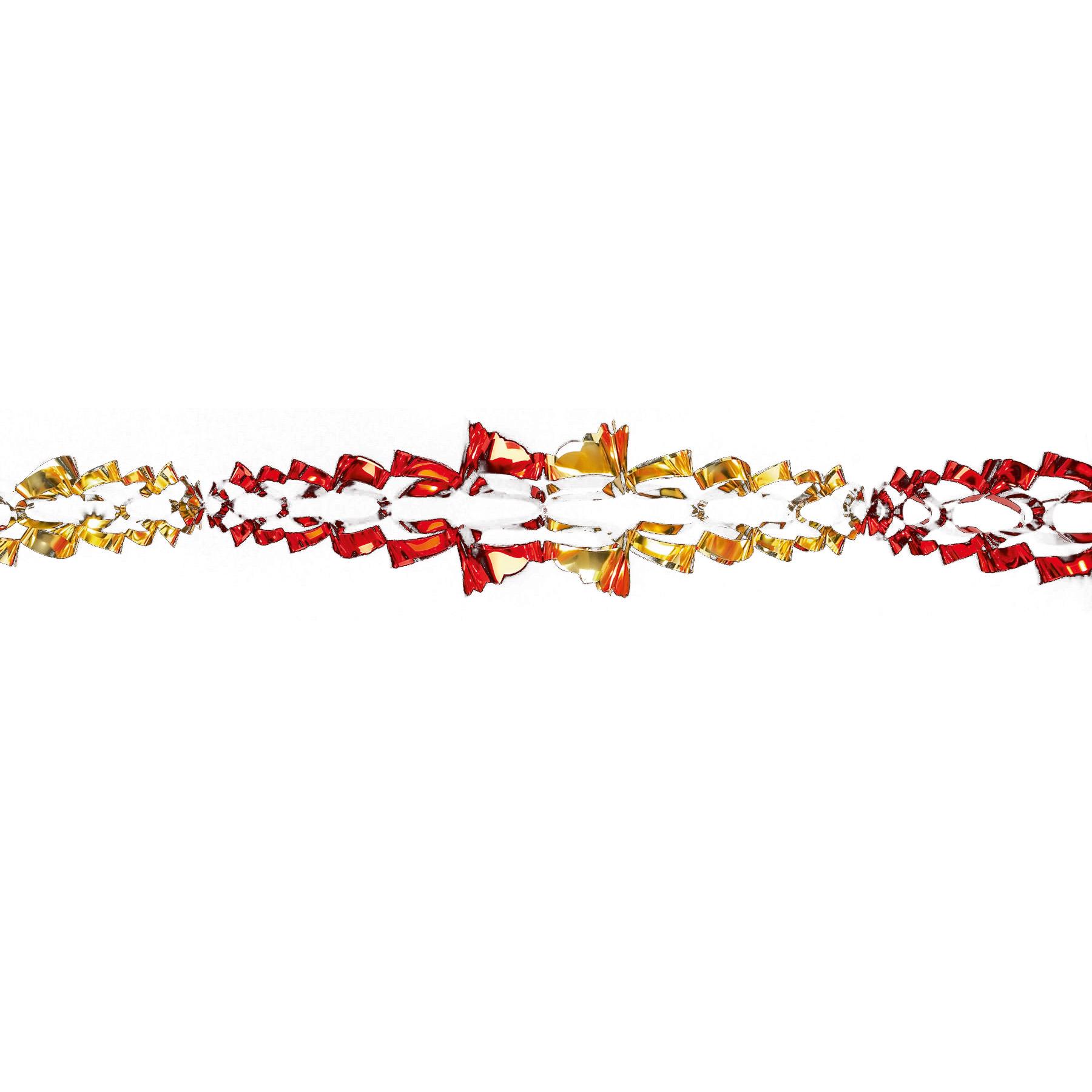 Red / Gold Christmas 2 Tone Foil Ceiling Decorations - 15cm x 2.7M Garland