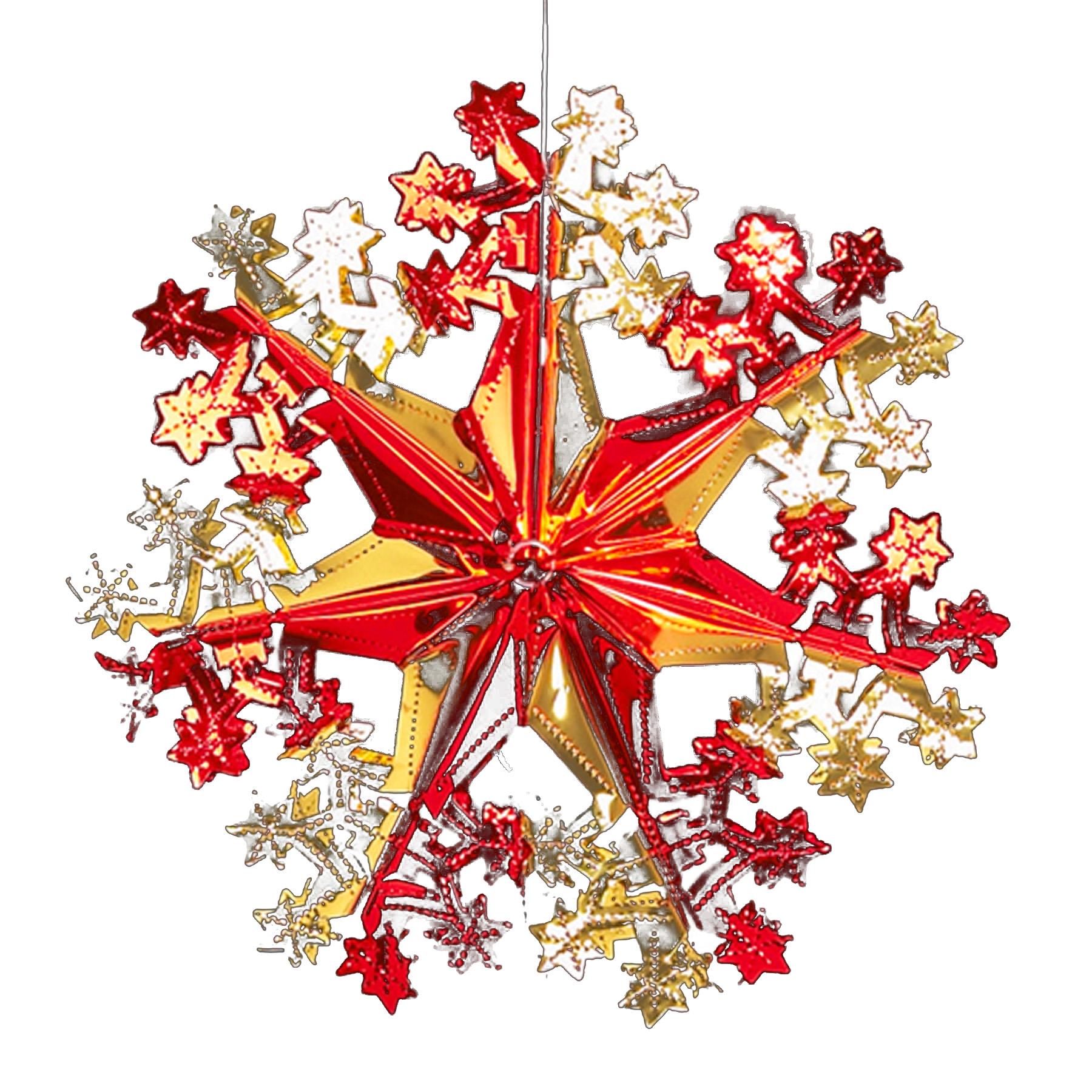 Red / Gold Christmas 2 Tone Foil Ceiling Decorations - 40cm Star Snowflake