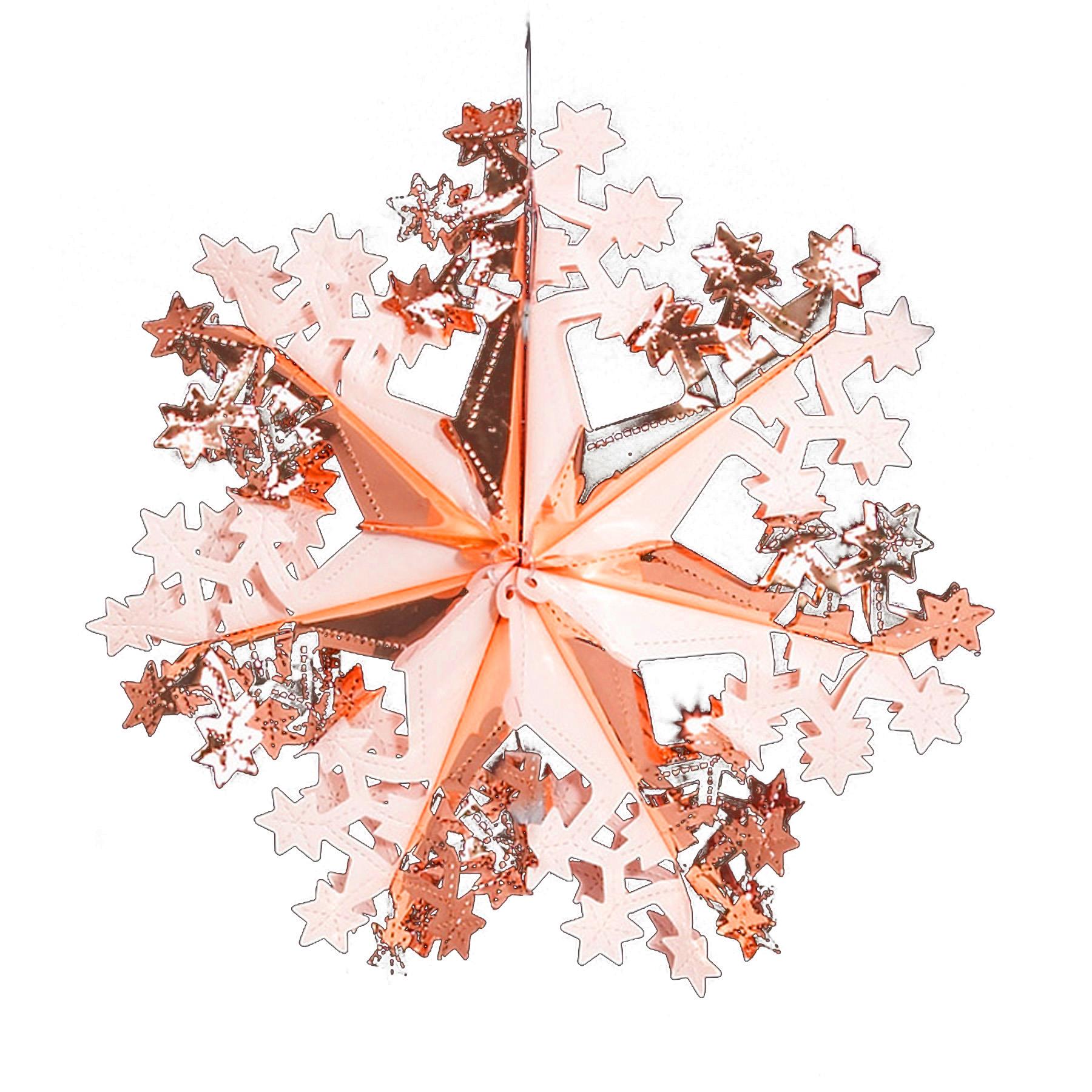 Rose Gold Christmas Foil Ceiling Decorations - 40cm Star Snowflake