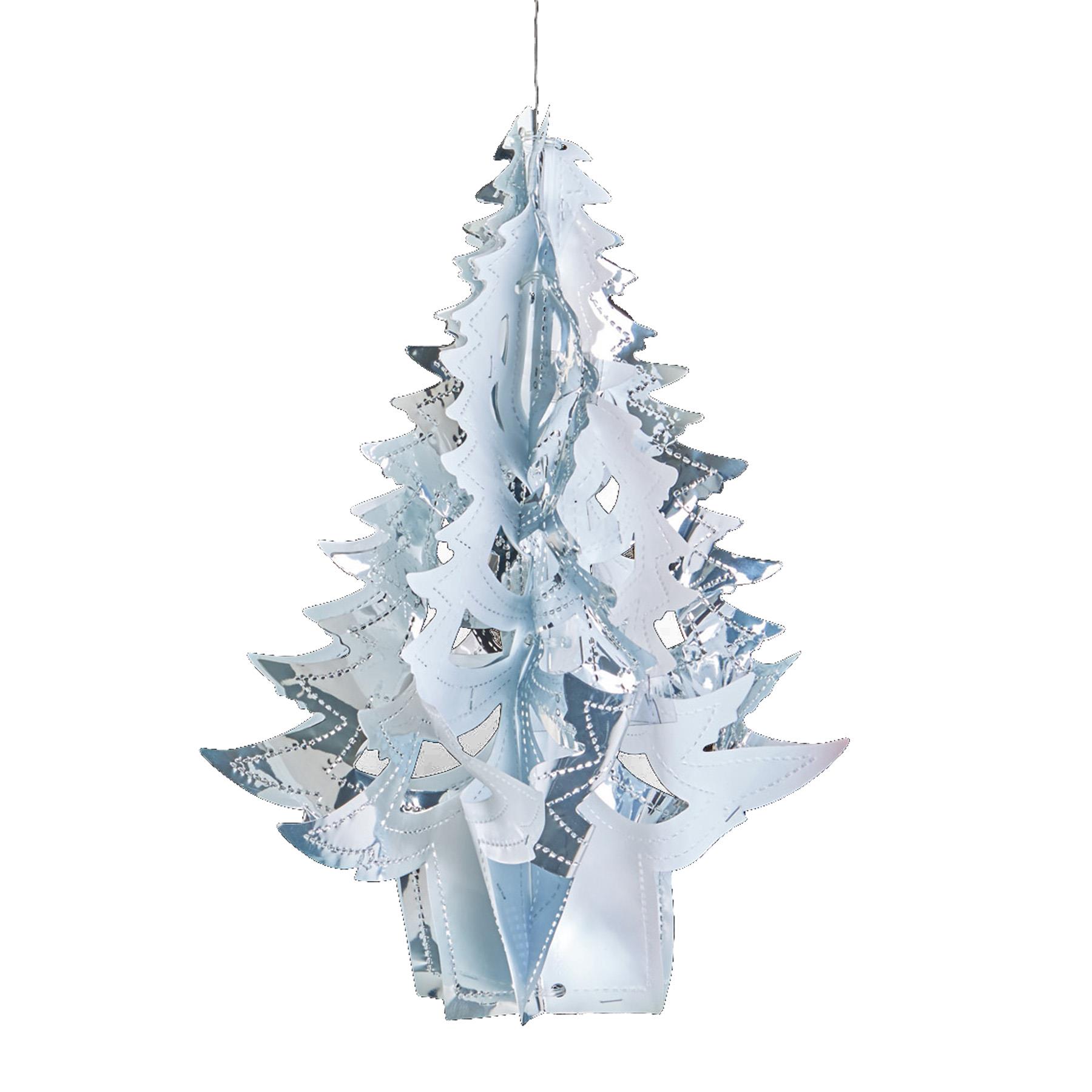 Silver / White Christmas 2 Tone Foil Ceiling Decorations - 40cm Tree