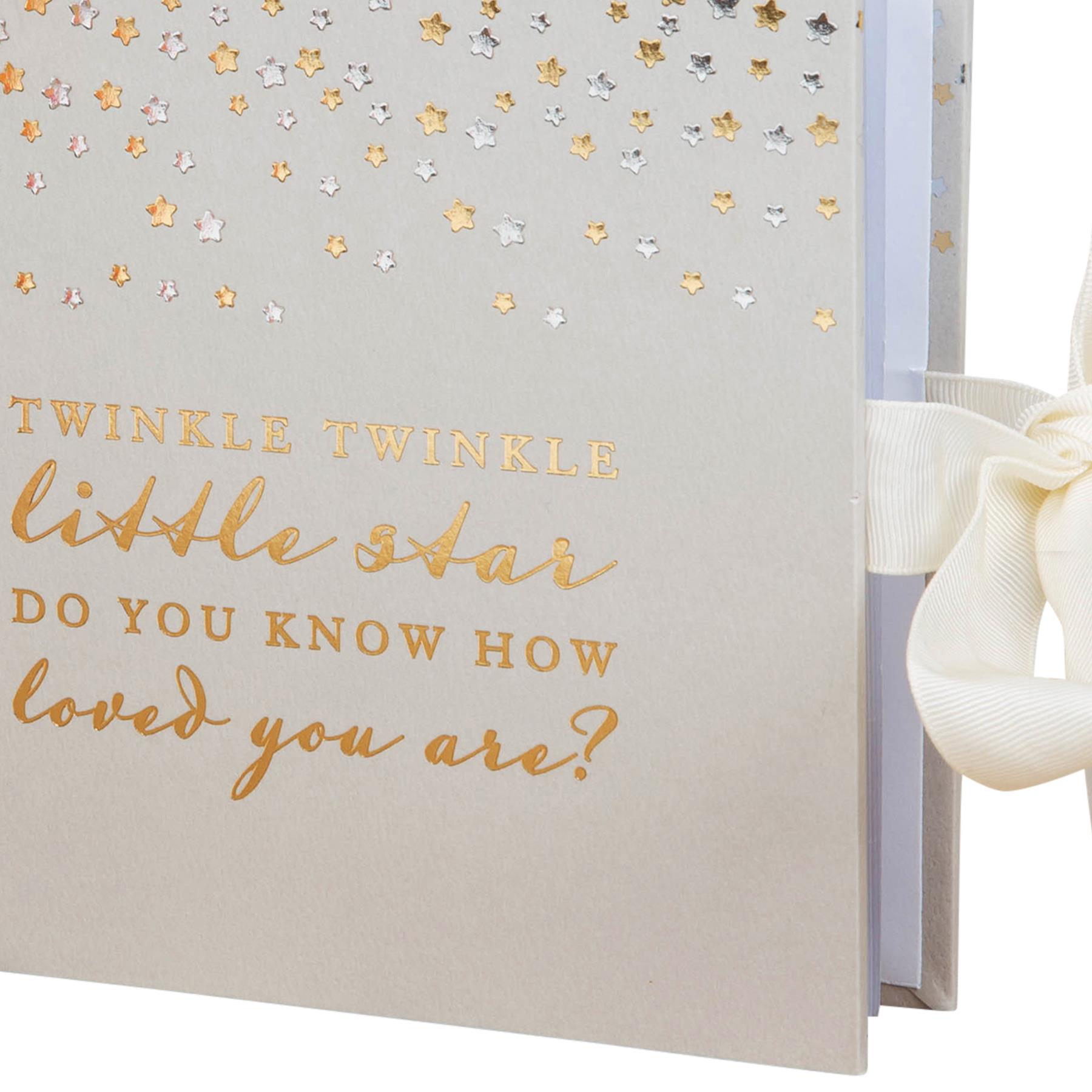 Baby Photo Album with Gold / Silver Stars 80 4x6 Pictures - Twinkle Twinkle