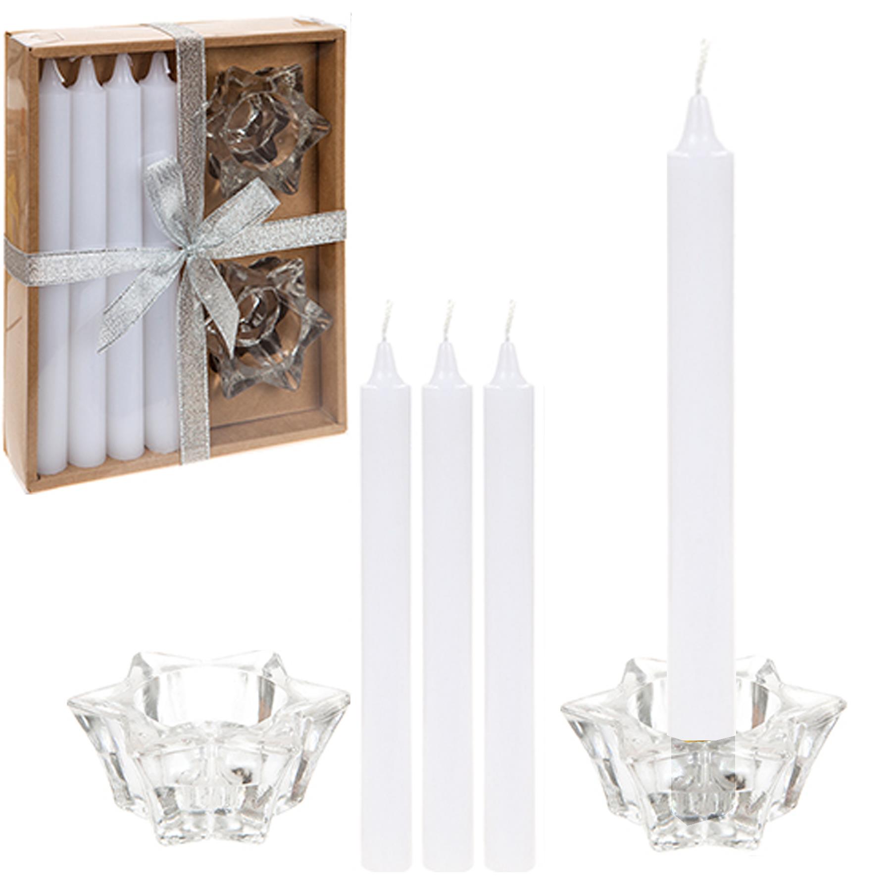 6 Piece Dinner Candle Boxed Gift Set - Christmas Table - White