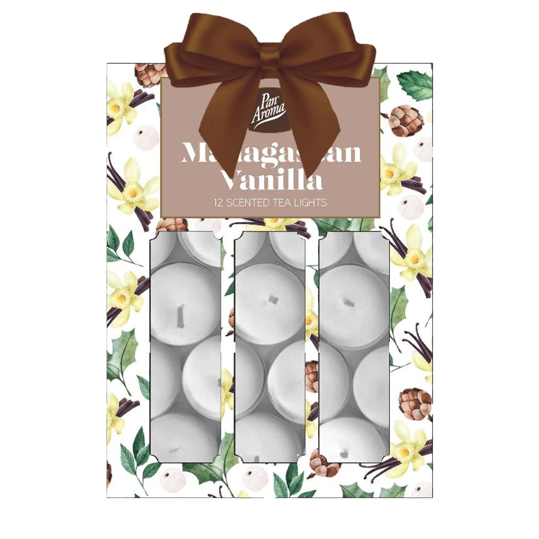 Pan Aroma Christmas 12 Pack Scented Tea Lights - Madagascan Vanilla