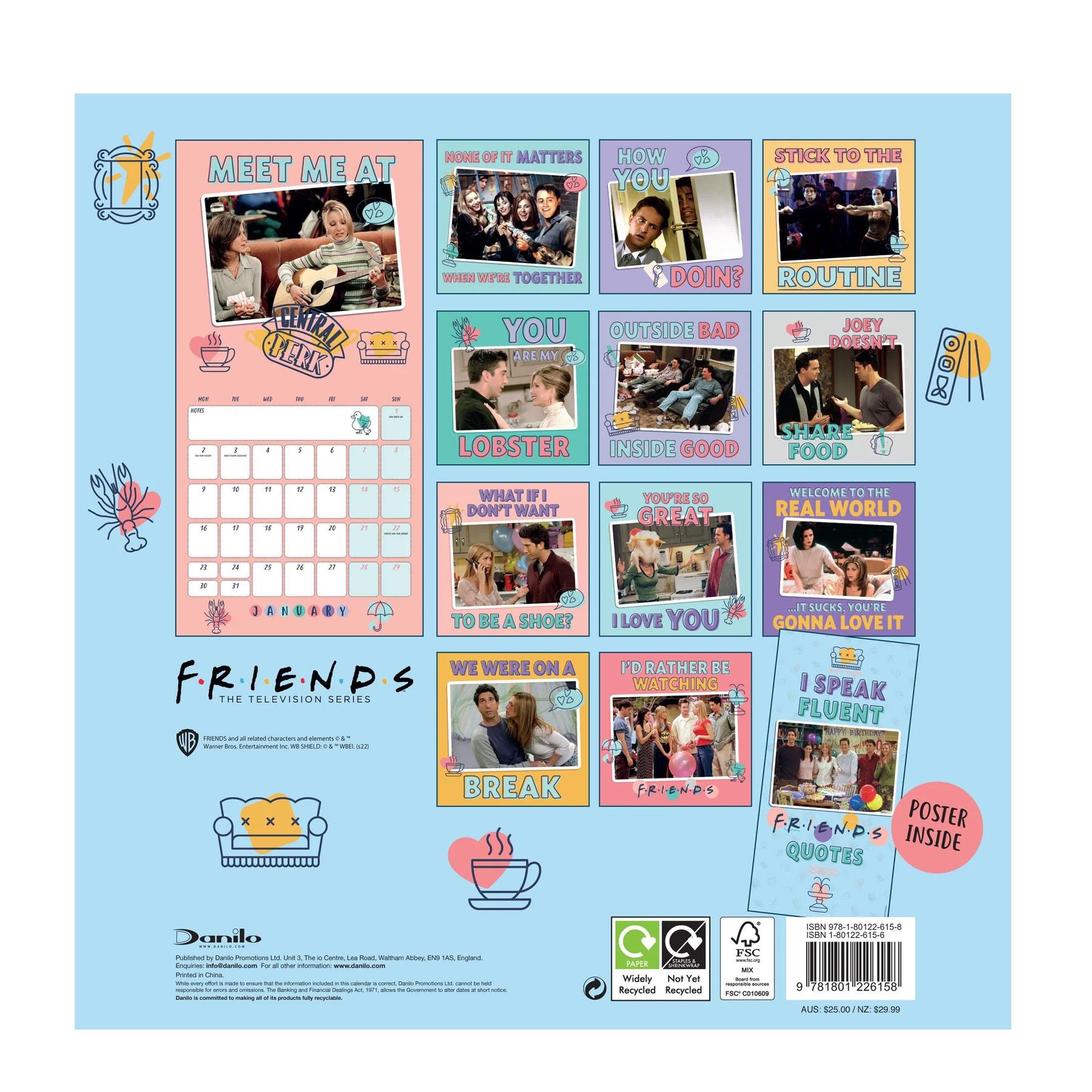 Friends 2023 Calendar Square Official Licensed 30.5x30.5cm