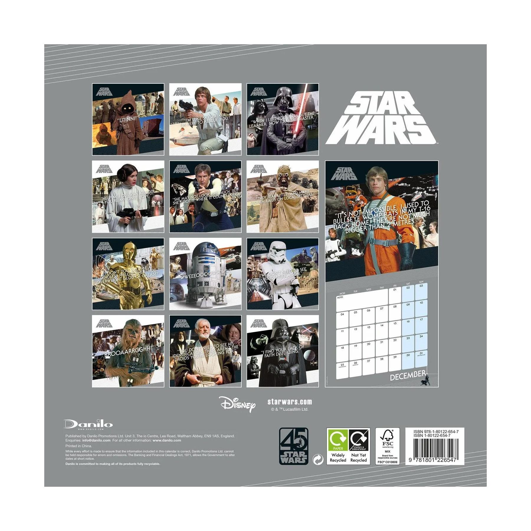 Star Wars 2023 Calendar Square Official Licensed 30.5x30.5cm