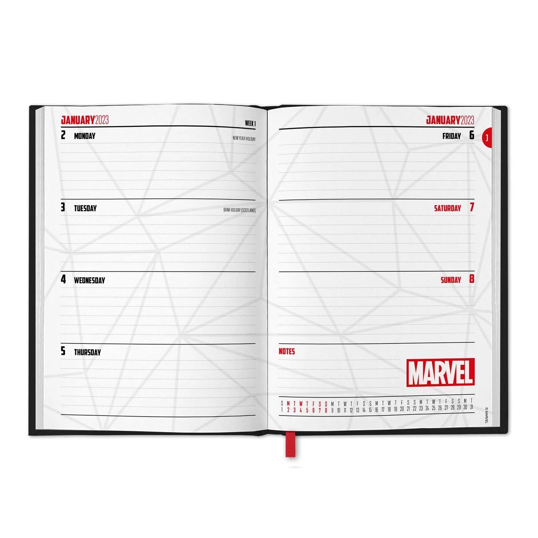 Marvel 2023 Calendar Diary and Pen Official Licensed Gift Box Set