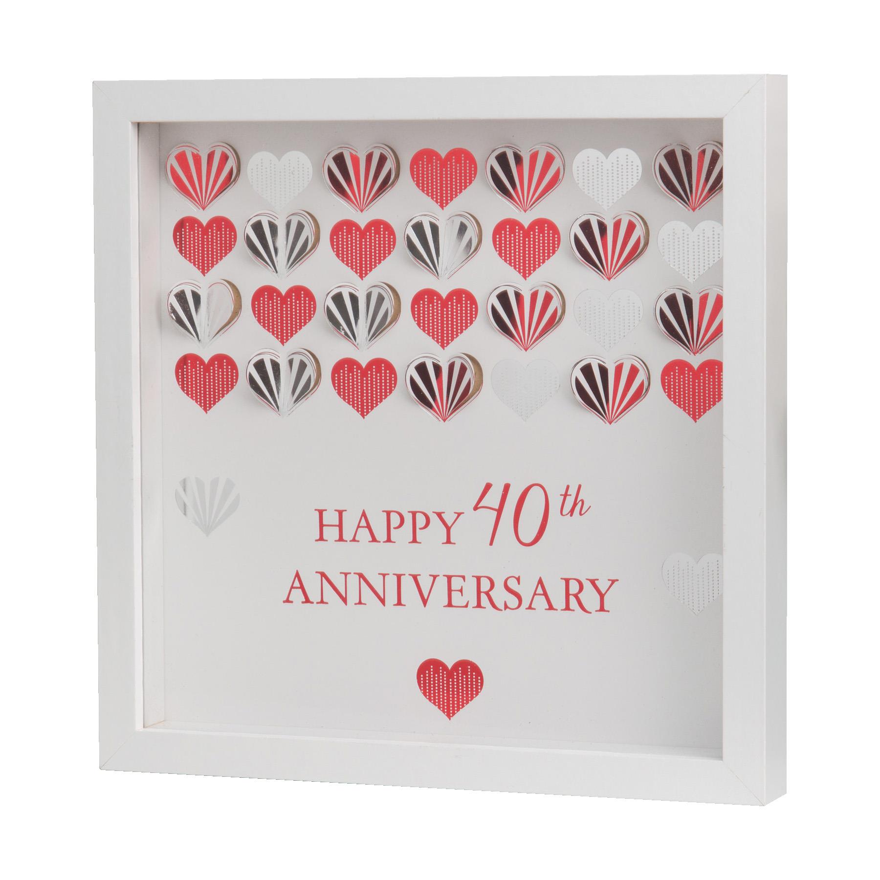 Celebrations White MDF Framed Wall Plaque - 40th Ruby Anniversary
