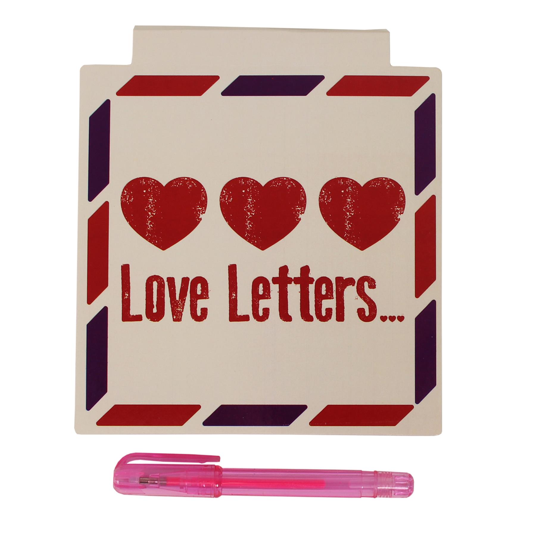 Love Letters Square Notepad and Pen Valentines Day Novelty Gift
