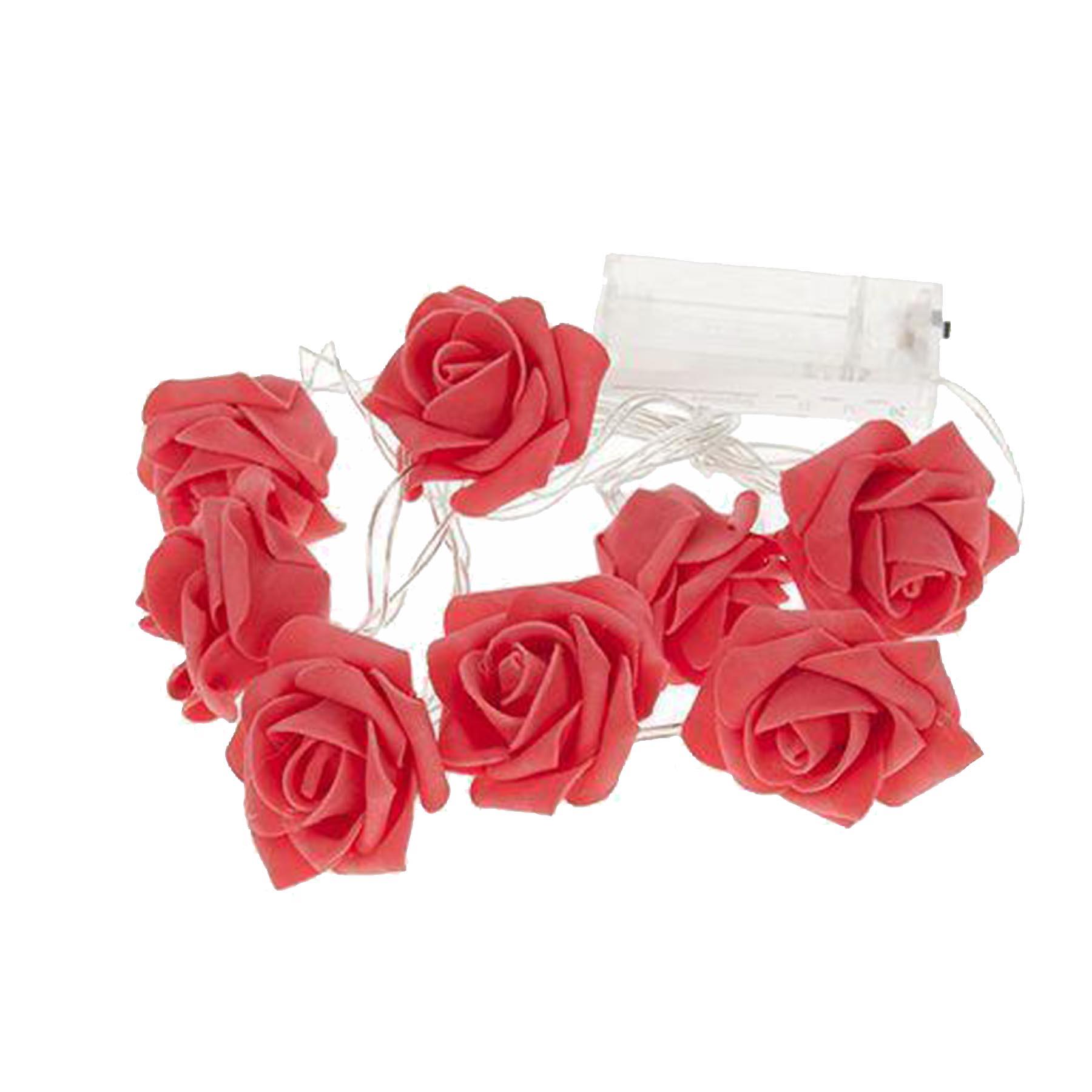 8 Pack Artificial Foam Red Rose Battery String Lights Wedding Valentines Day