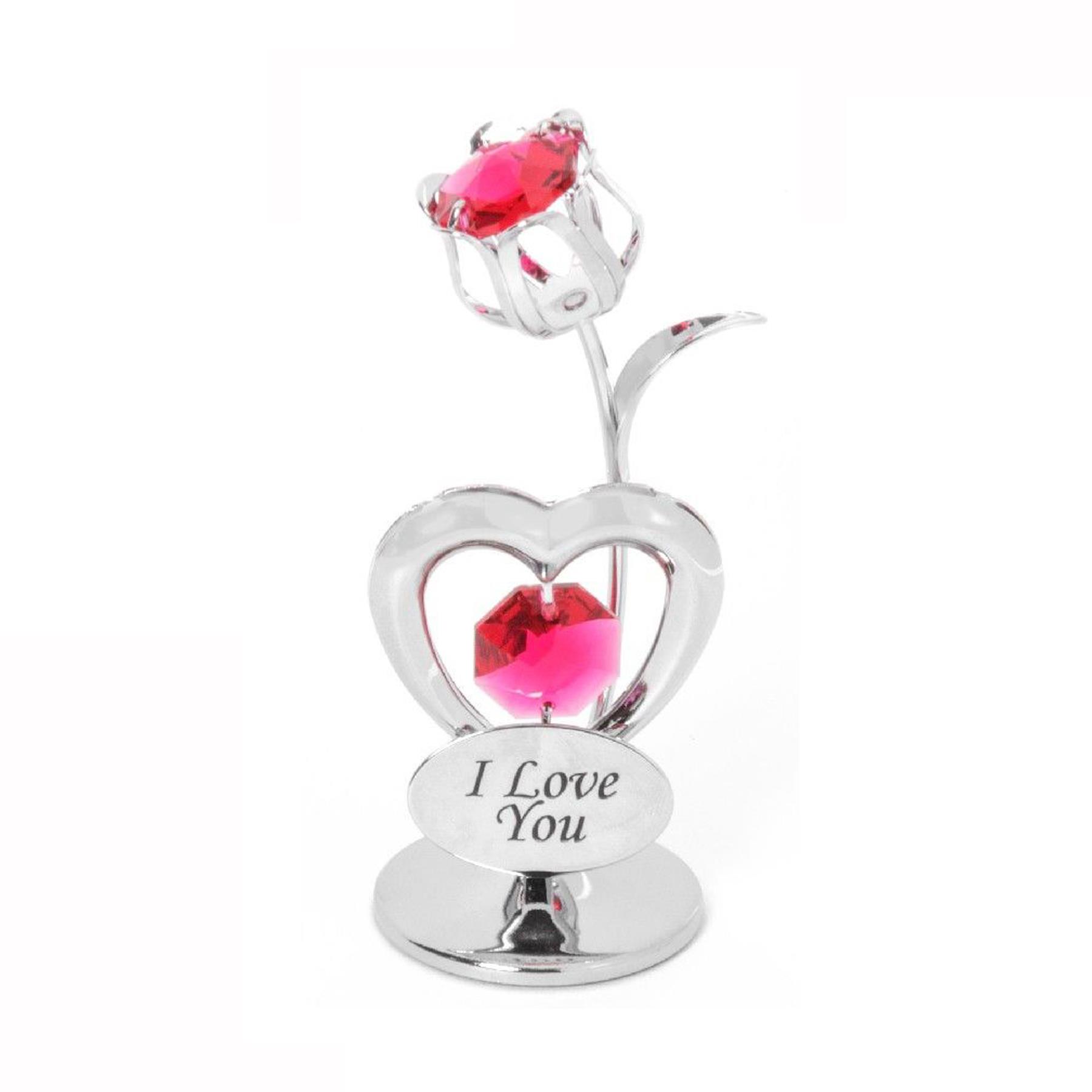 Crystocraft Heart and Tulip with Swarovski Crystal Valentine's Gift