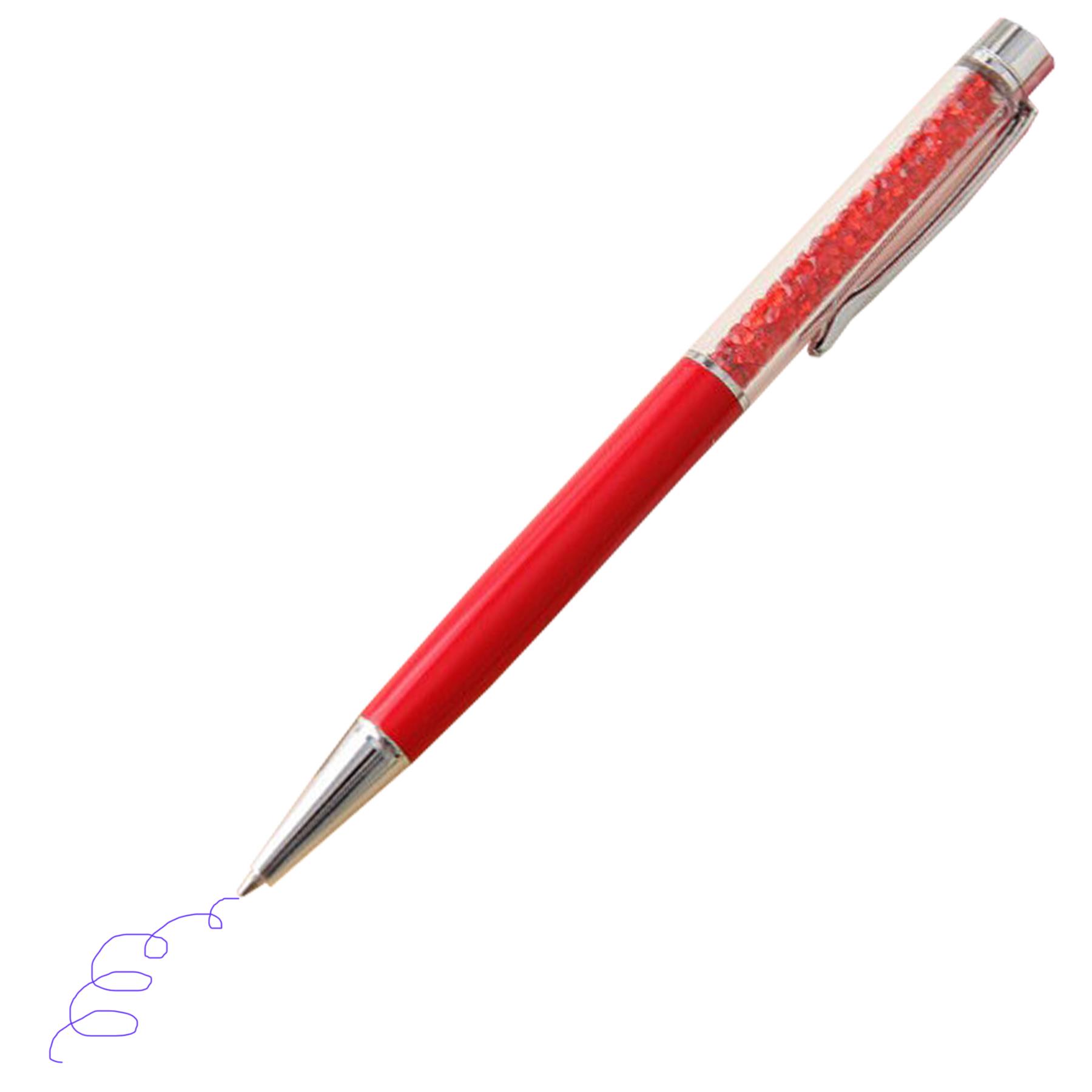 Valentines Crystal Ballpoint Pen Red Glitter Blue Ink