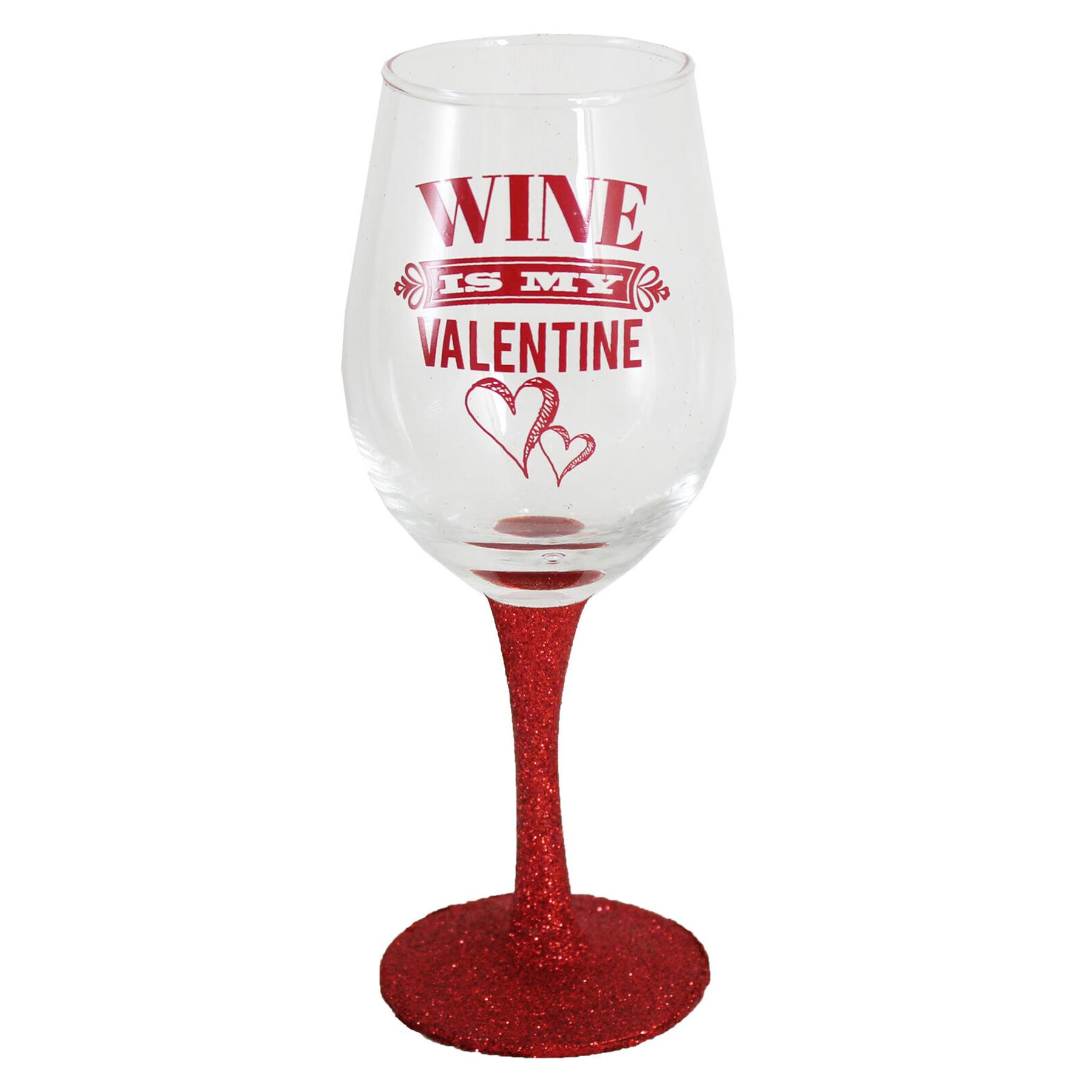 Valentines Wine Glass with Red Stem Wine is my Valentine