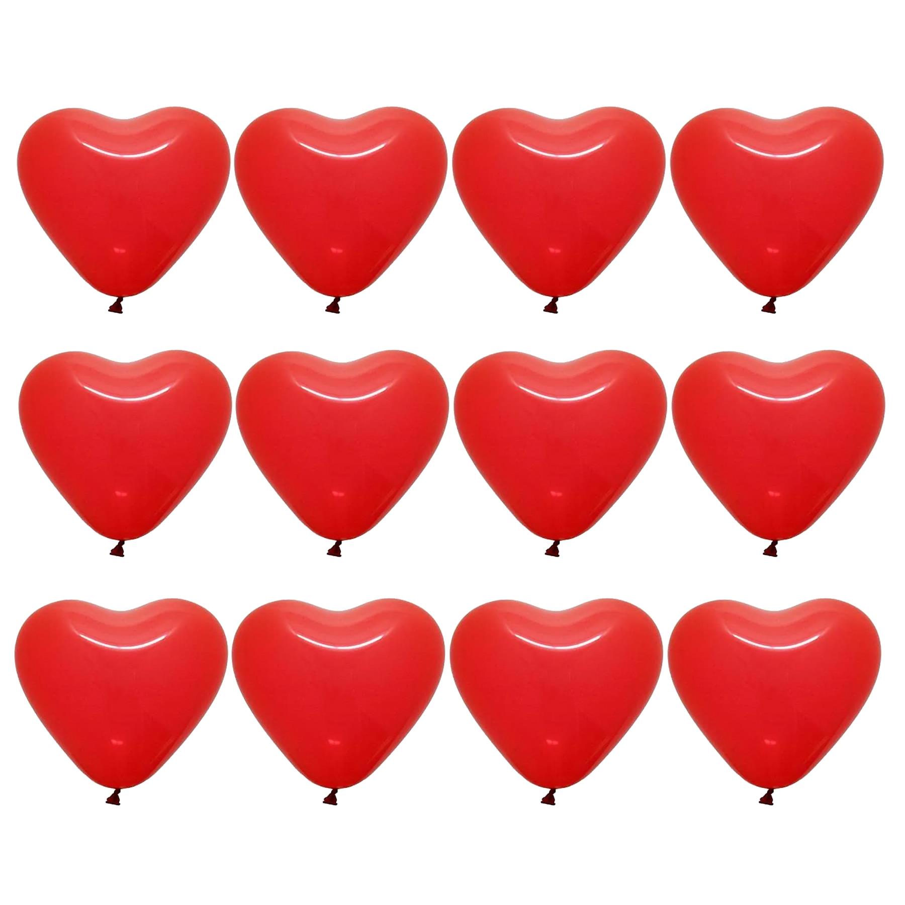 Valentines Decorations Heart Balloons Red Pack of 12