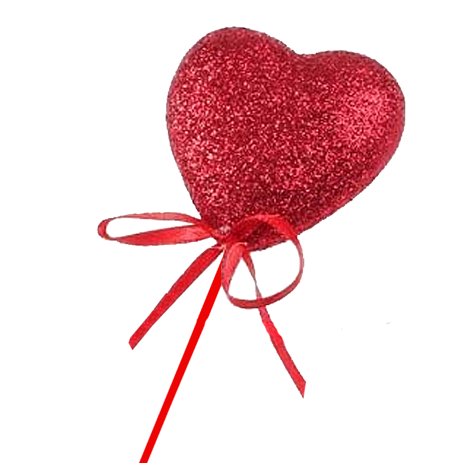 Red Glitter Hearts on Sticks Set of 6 Valentines Decoration
