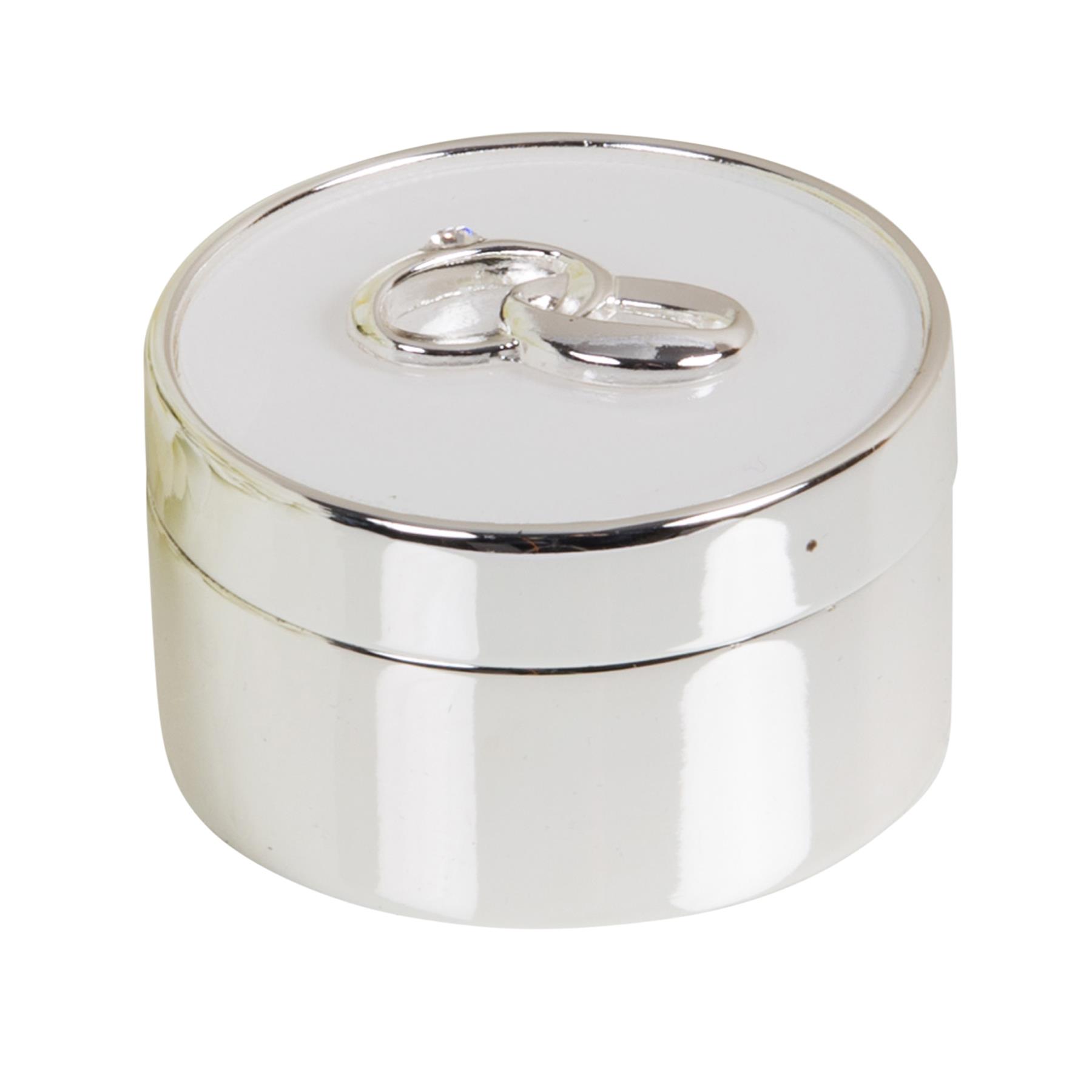 Amore Wedding Day or Engagement Silver Plated and White Epoxy Ring Box