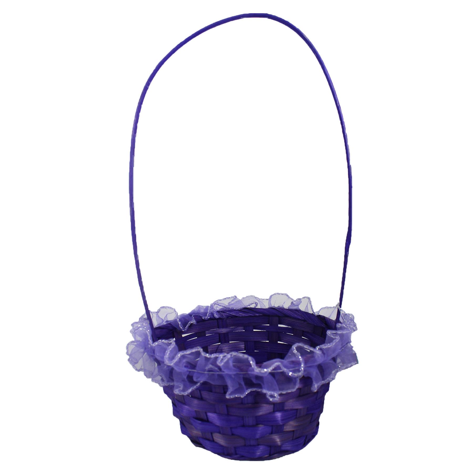 Easter Baskets, Buckets, Accessories - Purple Frilly Wicker Basket