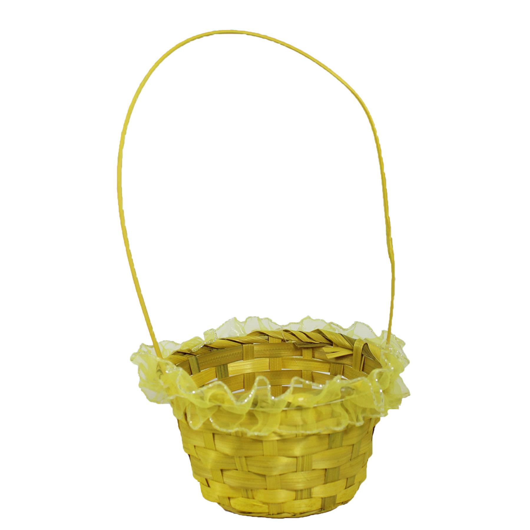 Easter Baskets, Buckets, Accessories - Yellow Frilly Wicker Basket