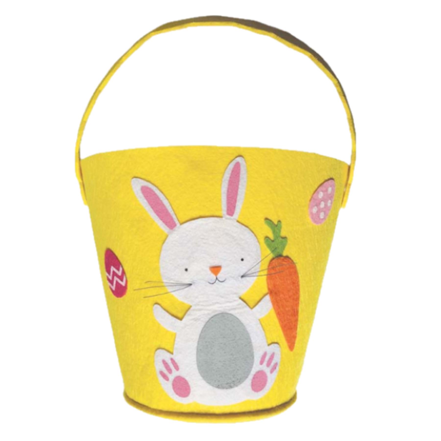 Easter Baskets, Buckets, Egg Hunt Accessories - Felt Bucket Yellow Bunny