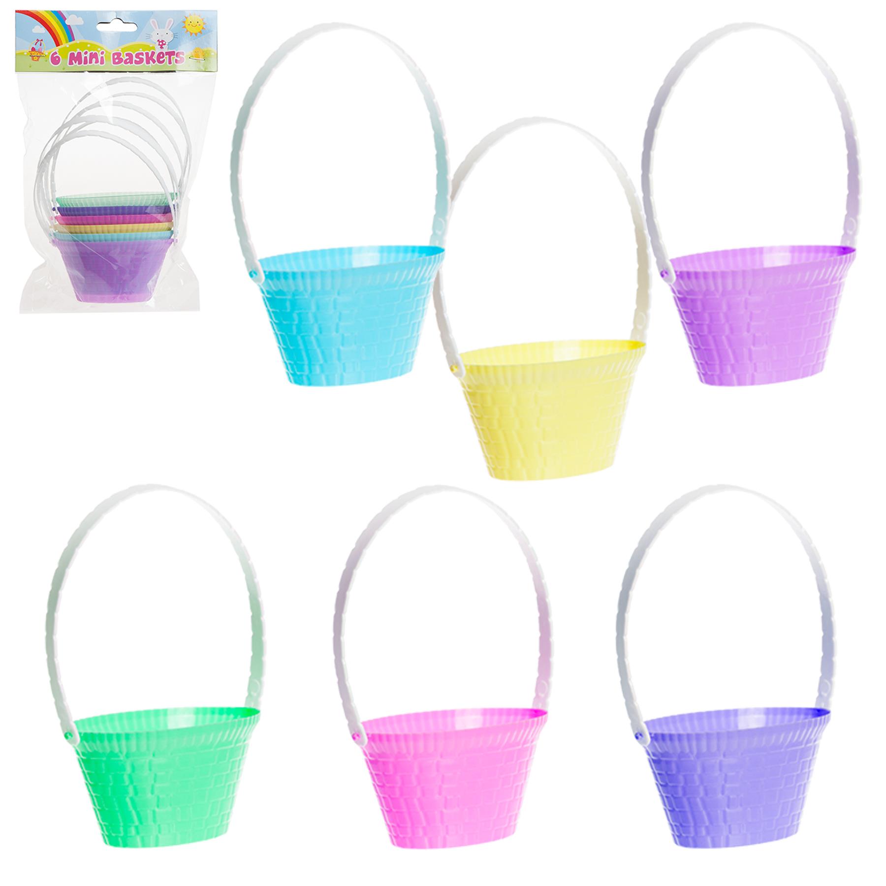 Easter Baskets, Buckets, Accessories - Set of 6 Mini Plastic Buckets