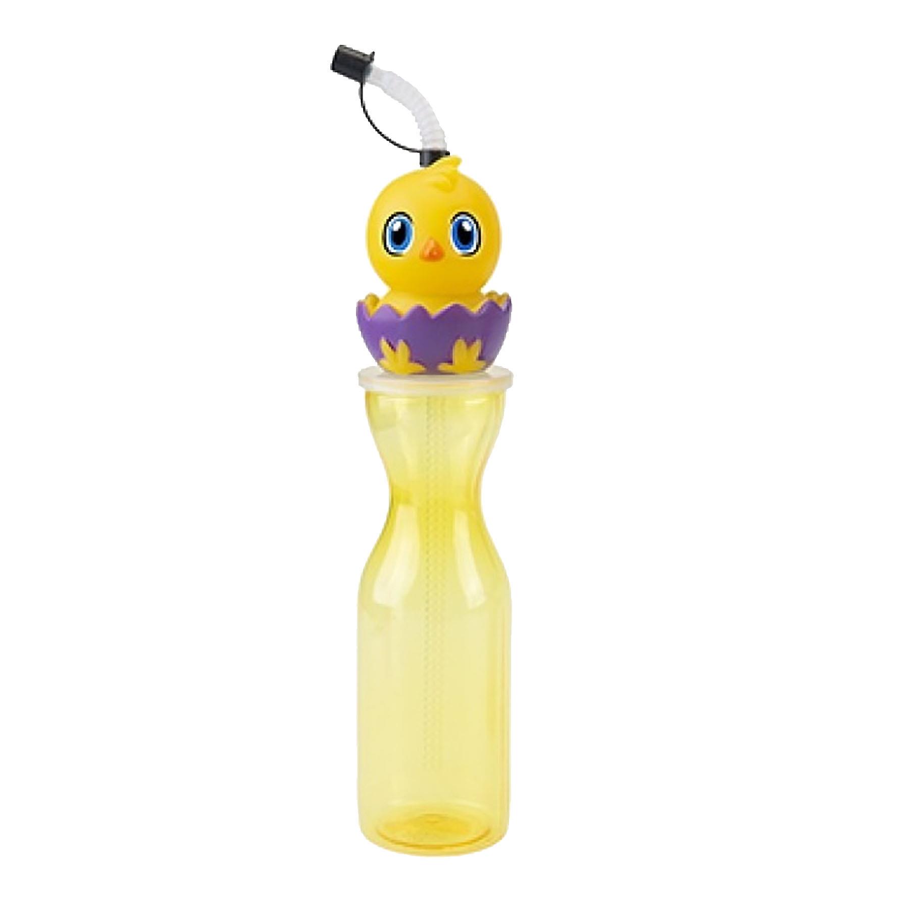 Children's 500ml Plastic Bottle with Flexi Straw and Easter Chick Top