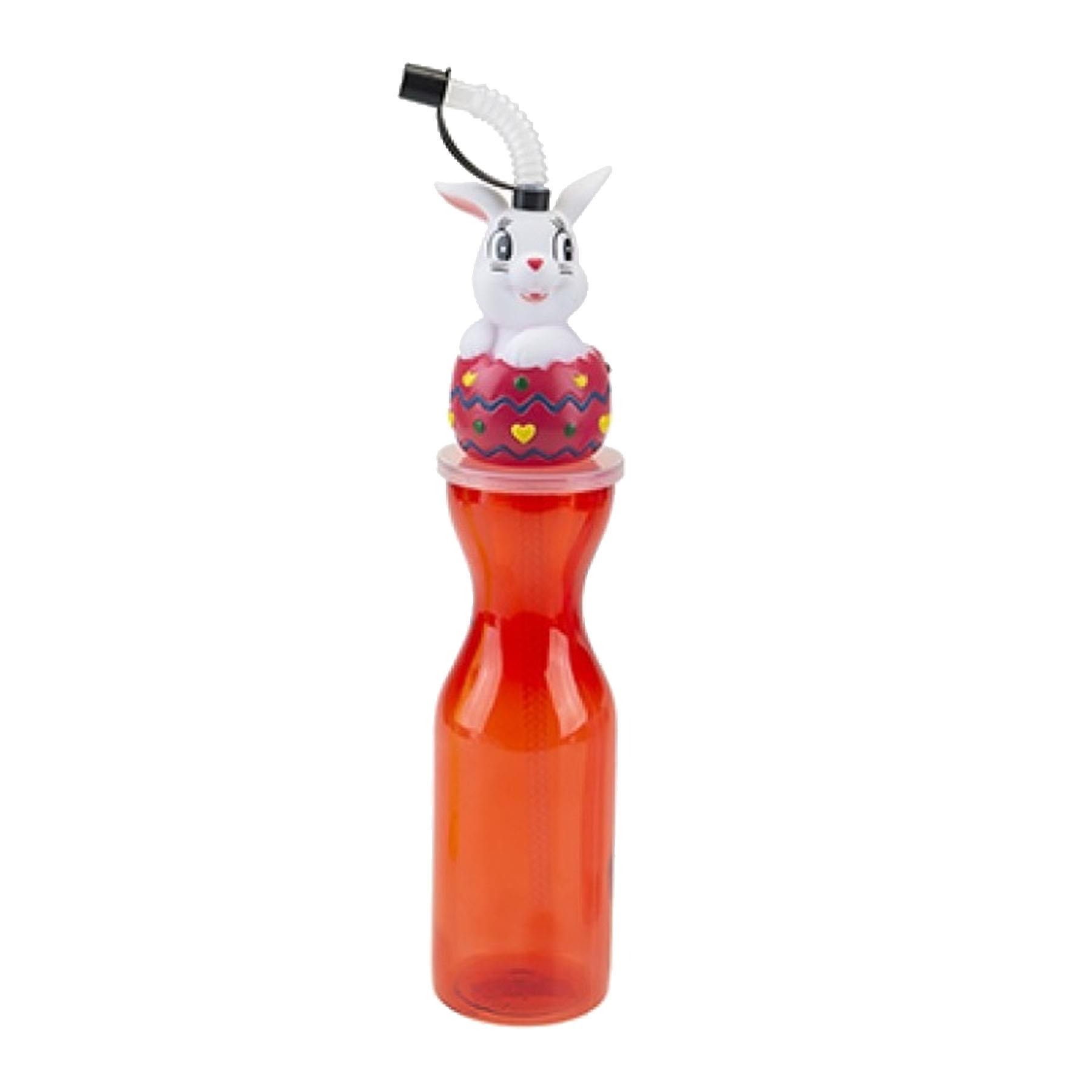 Children's 500ml Plastic Bottle with Flexi Straw and Easter Bunny Top