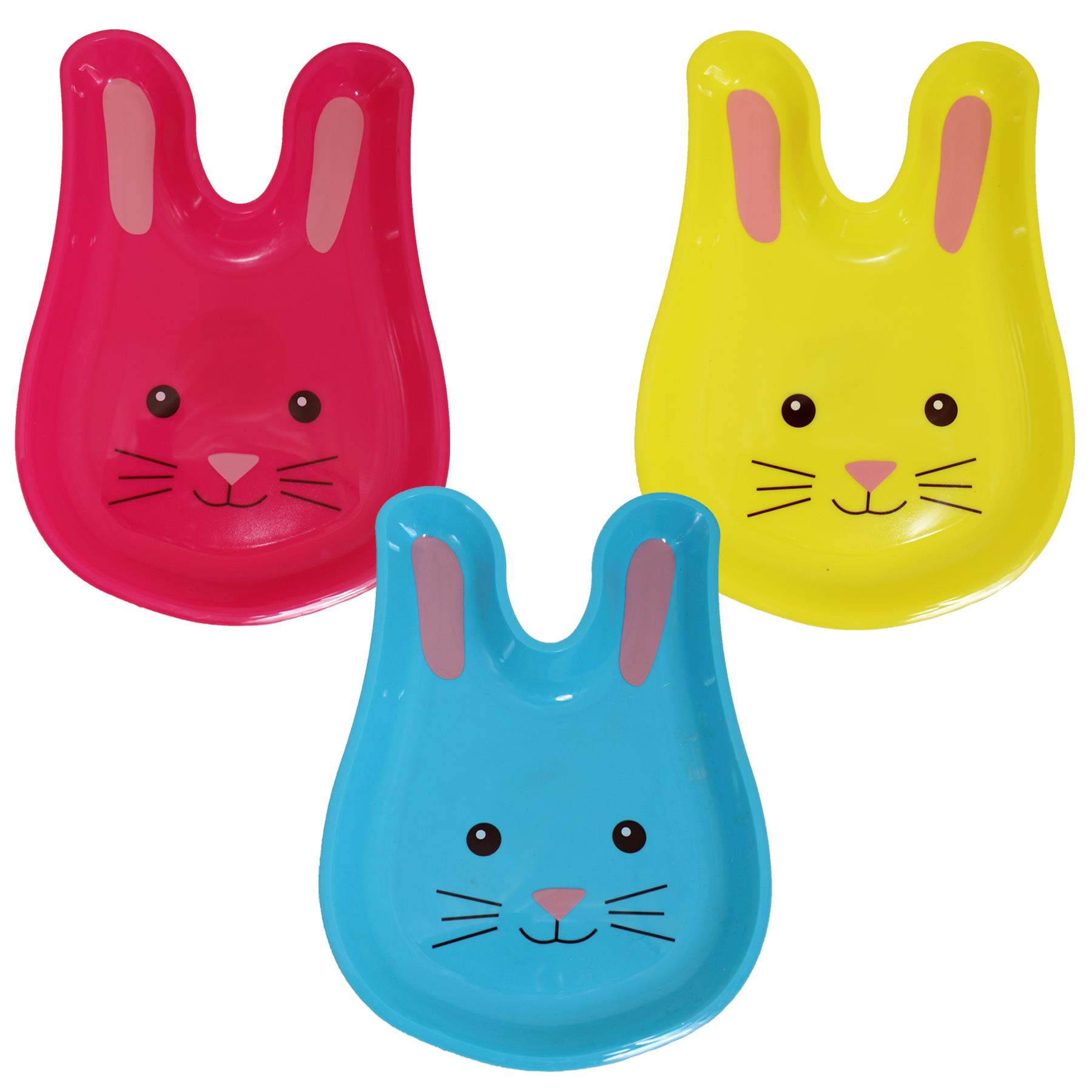 Easter Kitchen - Set of 3 Bunny Plates Snack Trays Assorted Colours