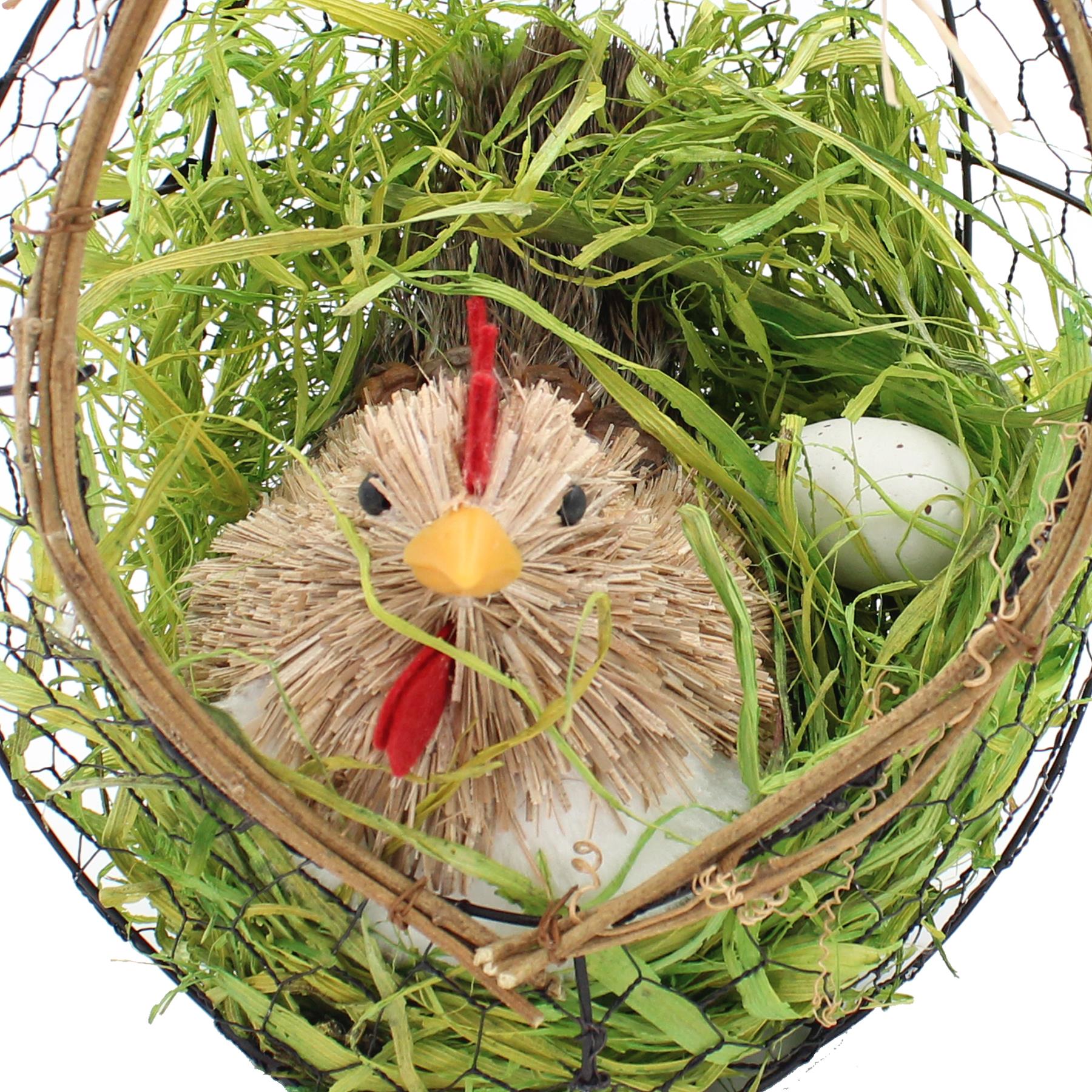 Easter Art Deco Decorations, Room Ornament - Chicken in a Hanging Basket