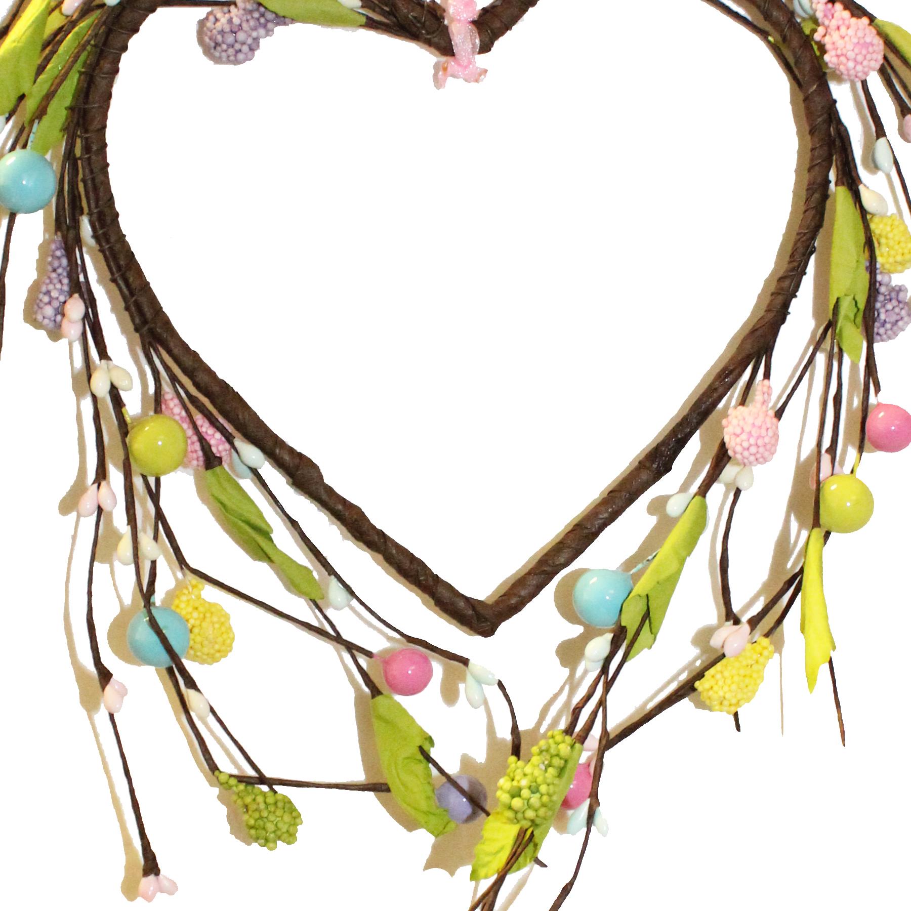Easter Art Deco Decorations, Room Ornament - Spring Berry Heart Wreath