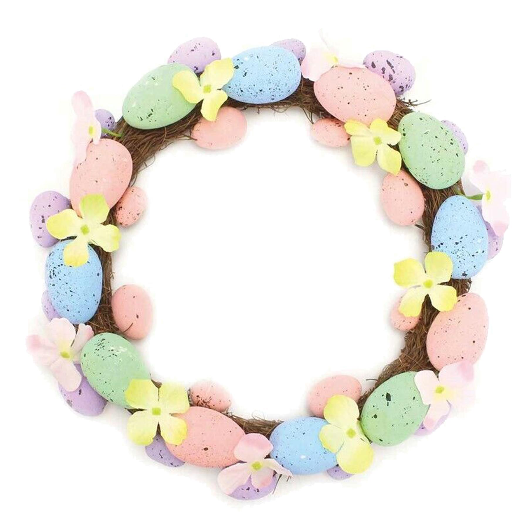Easter Art Deco Decorations, Room Ornament - Round Wreath with Eggs / Flowers