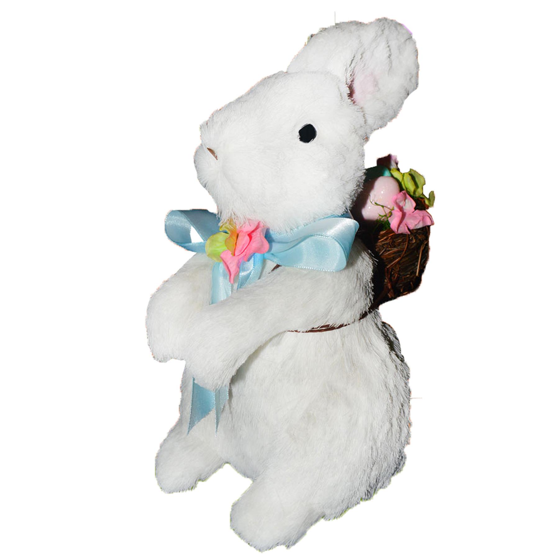Easter Art Deco Bunny Decoration Room Ornament - White Bunny / Basket on Back