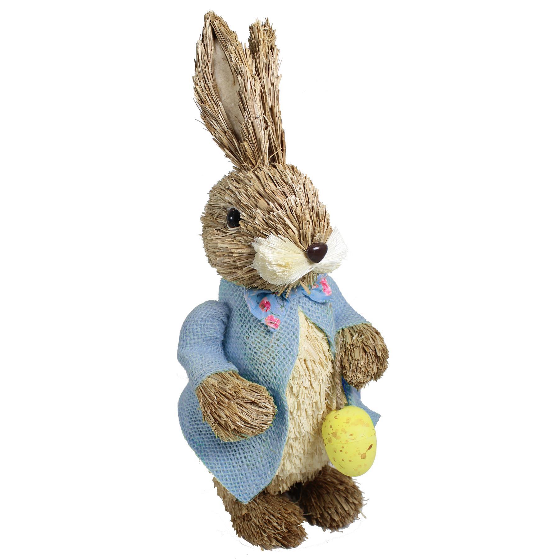 Easter Art Deco Bunny Decoration Room Ornament - Boy Bunny with Egg Blue