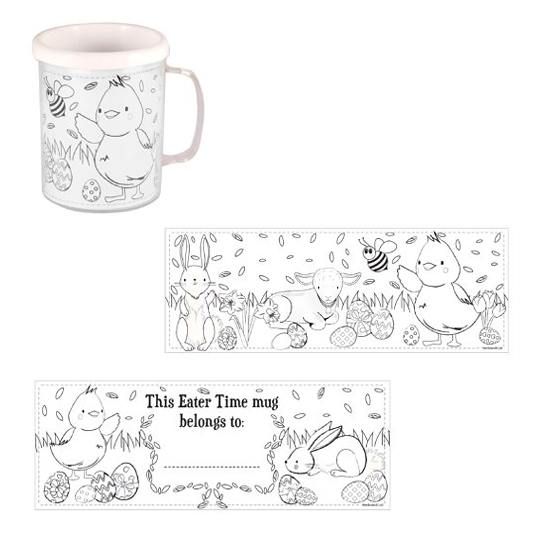 Easter Arts and Crafts Children Activities - Colouring Mug / Cup with 2 Pictures