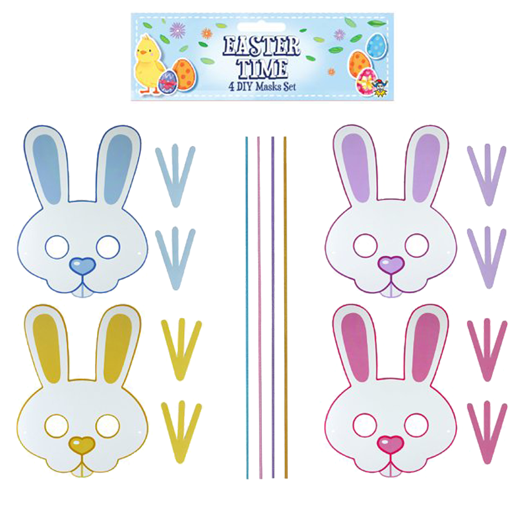 Easter Arts and Crafts Children Activities - 4 Pack DIY Bunny Masks E21164