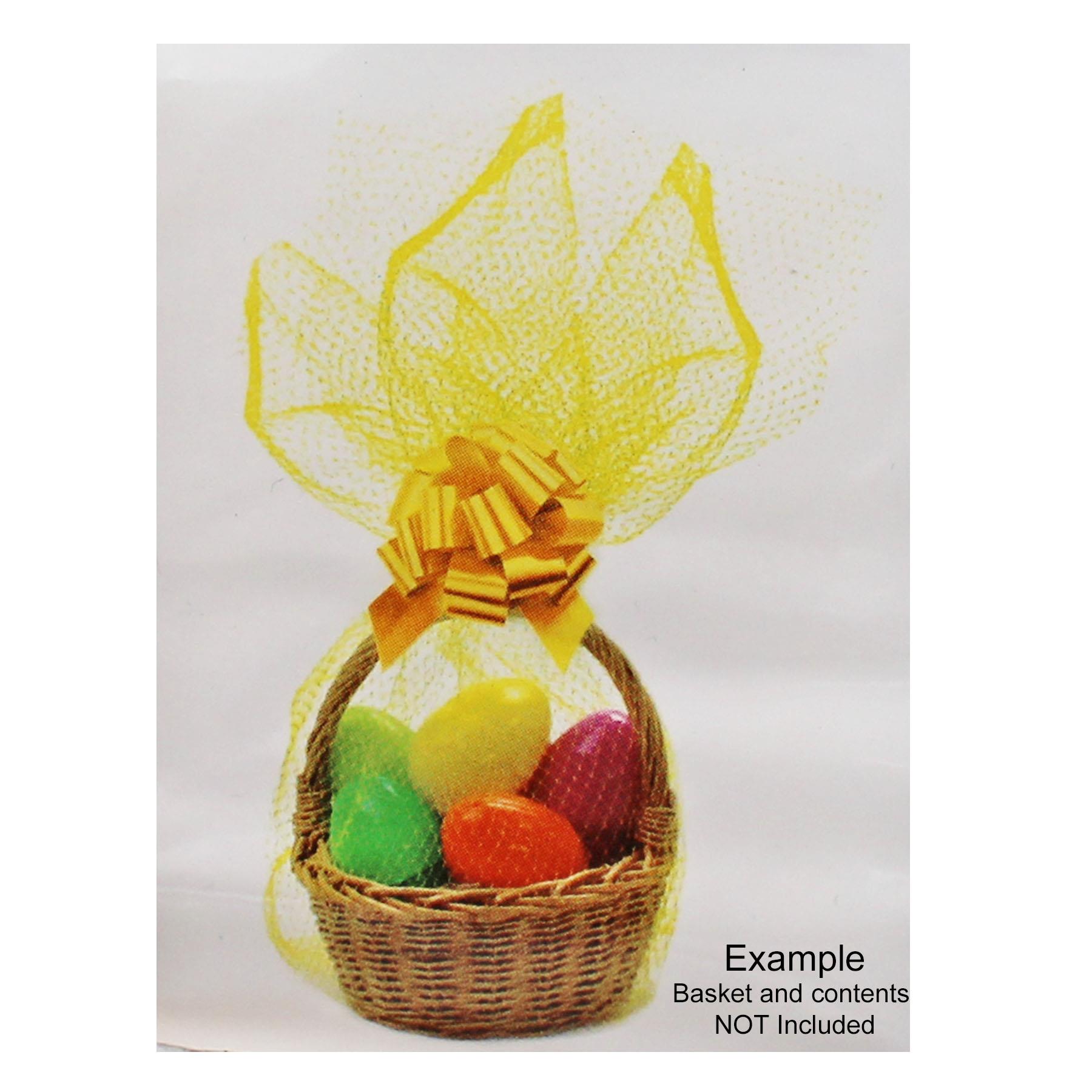 Easter Baskets, Buckets, Accessories - Gift Wrap Set - Mesh and Ribbon  - Yellow