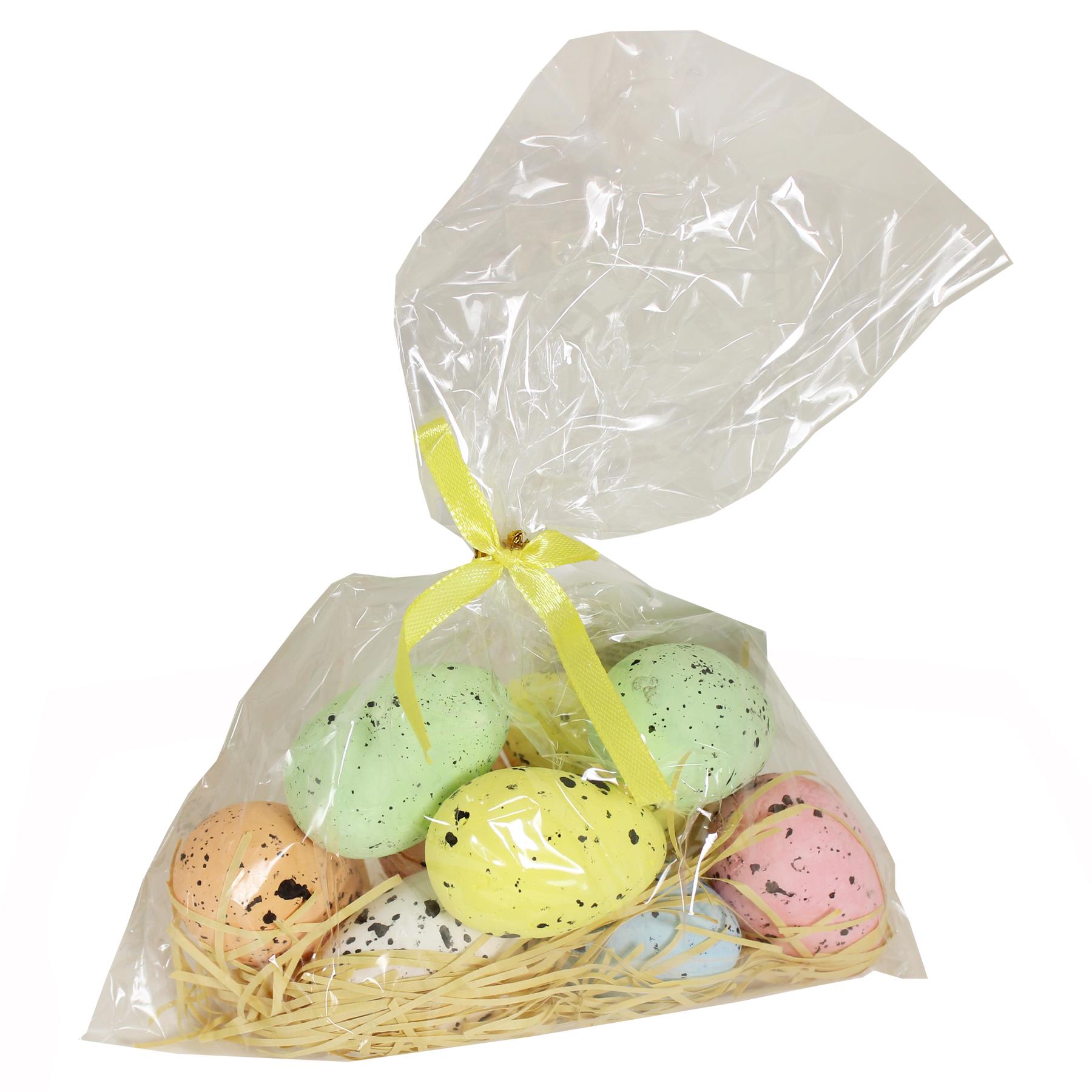 Easter Decorations, Bonnet Arts and Crafts, Egg Hunt - 9 Speckled Eggs with Grass