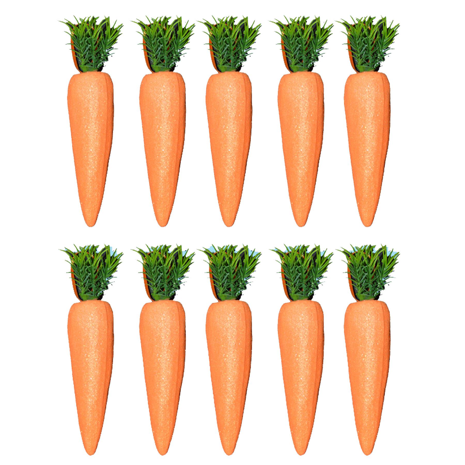 Easter Decorations, Bonnet Making, Arts and Crafts - 10 Pk Glitter Carrots