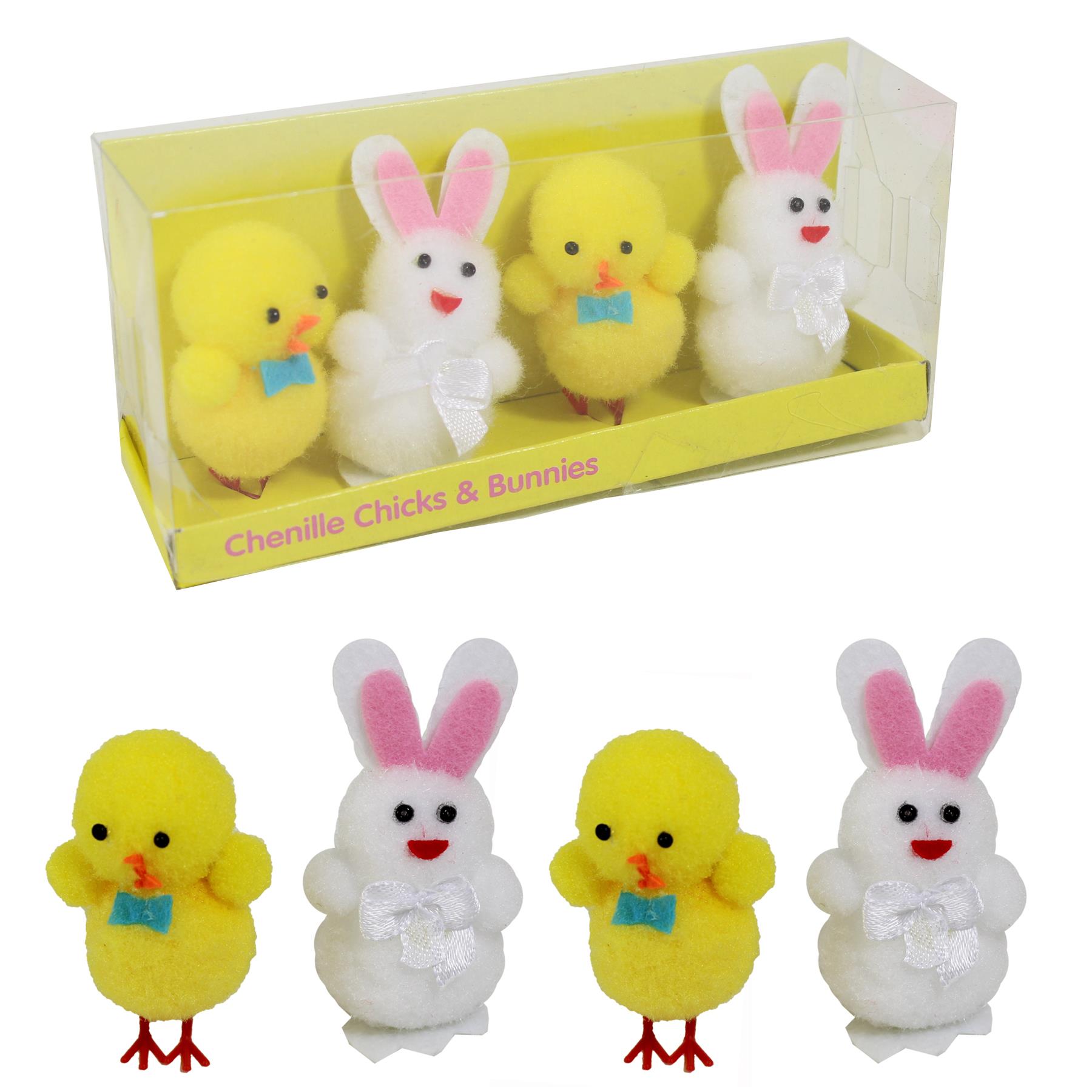 Easter Decorations, Bonnet Making, Arts and Crafts - 4 Pack Bunny and Chicks
