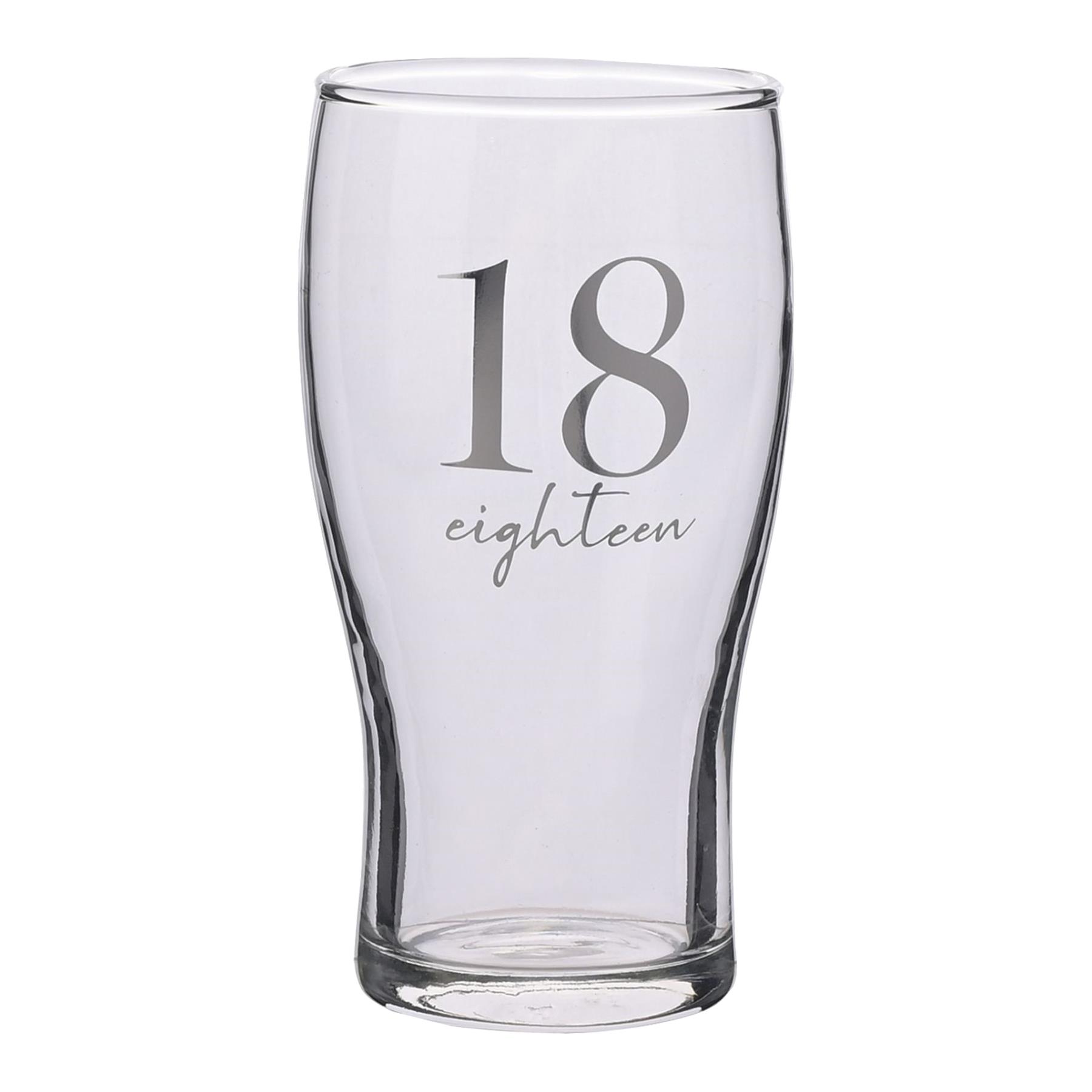 Birthday Pint Beer Glass with Silver Detail - 18