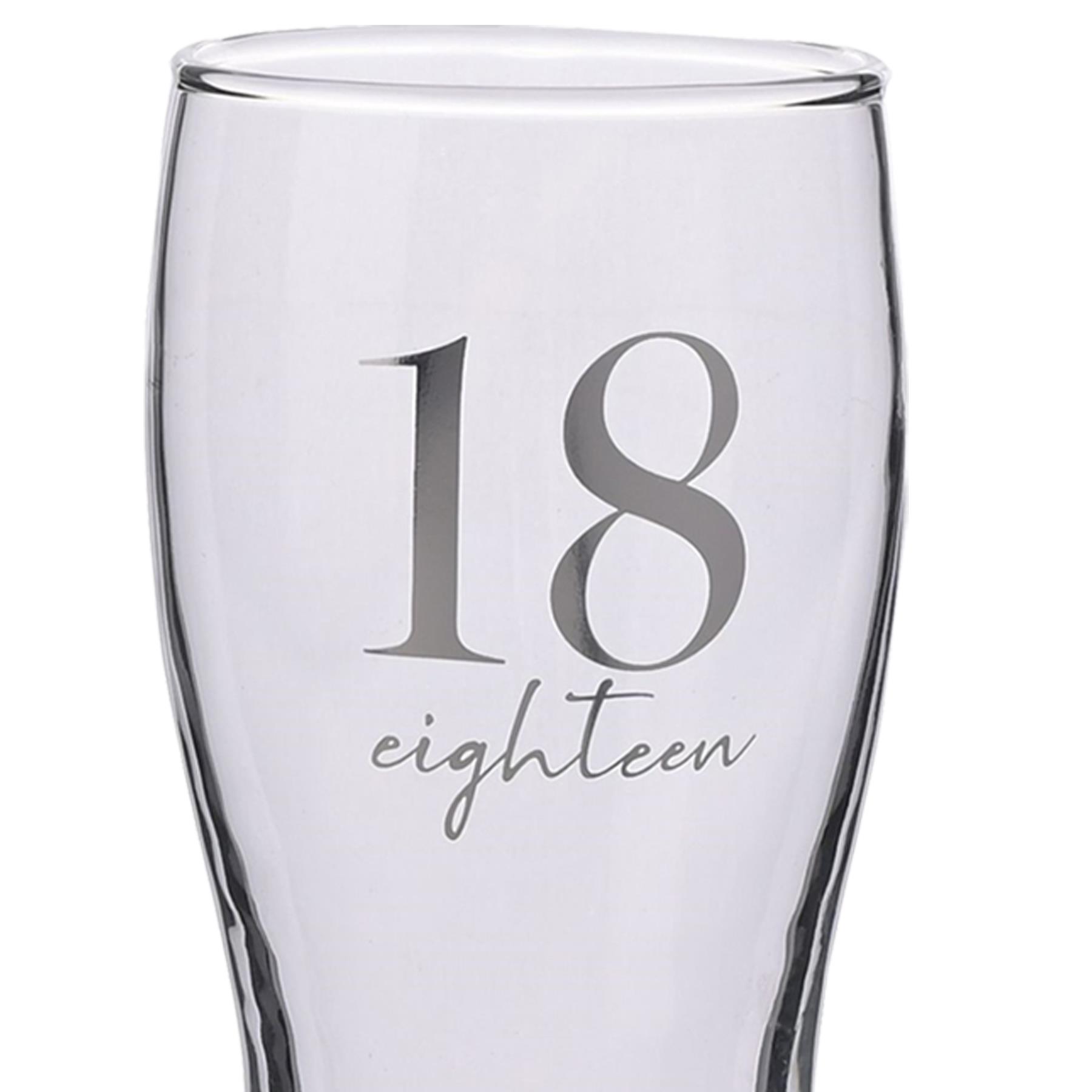 Birthday Pint Beer Glass with Silver Detail - 18