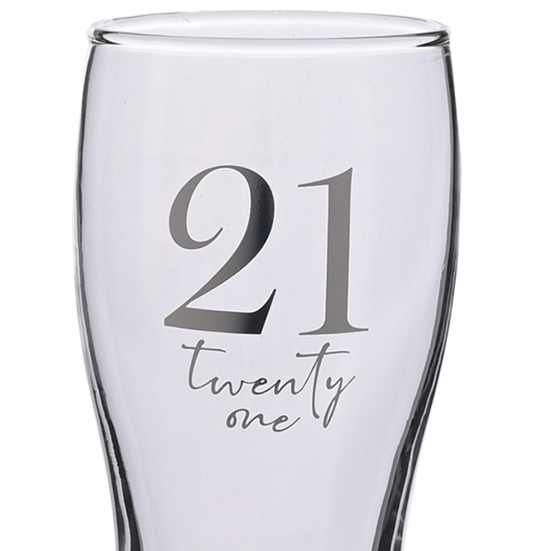 Birthday Pint Beer Glass with Silver Detail - 21