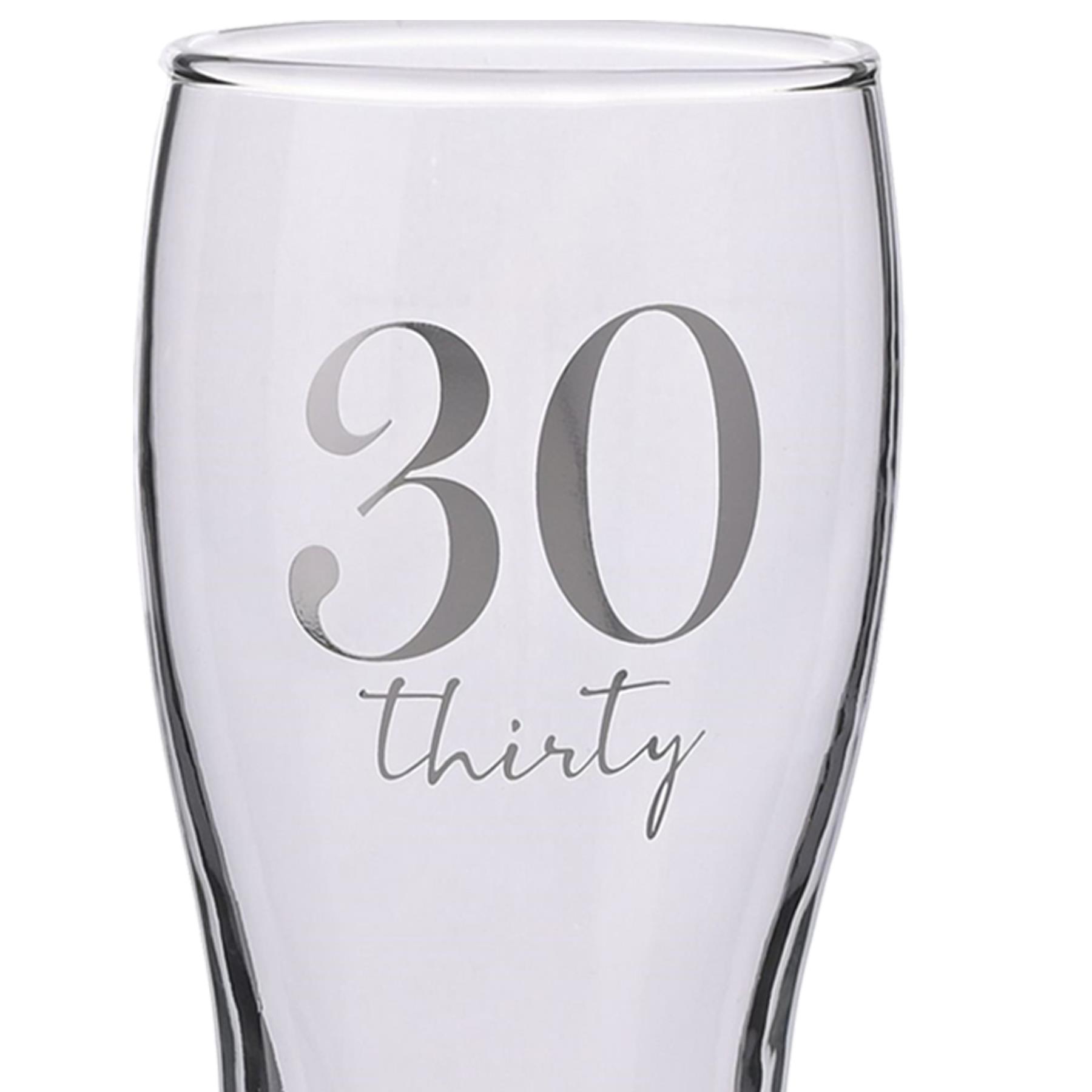 Birthday Pint Beer Glass with Silver Detail - 30